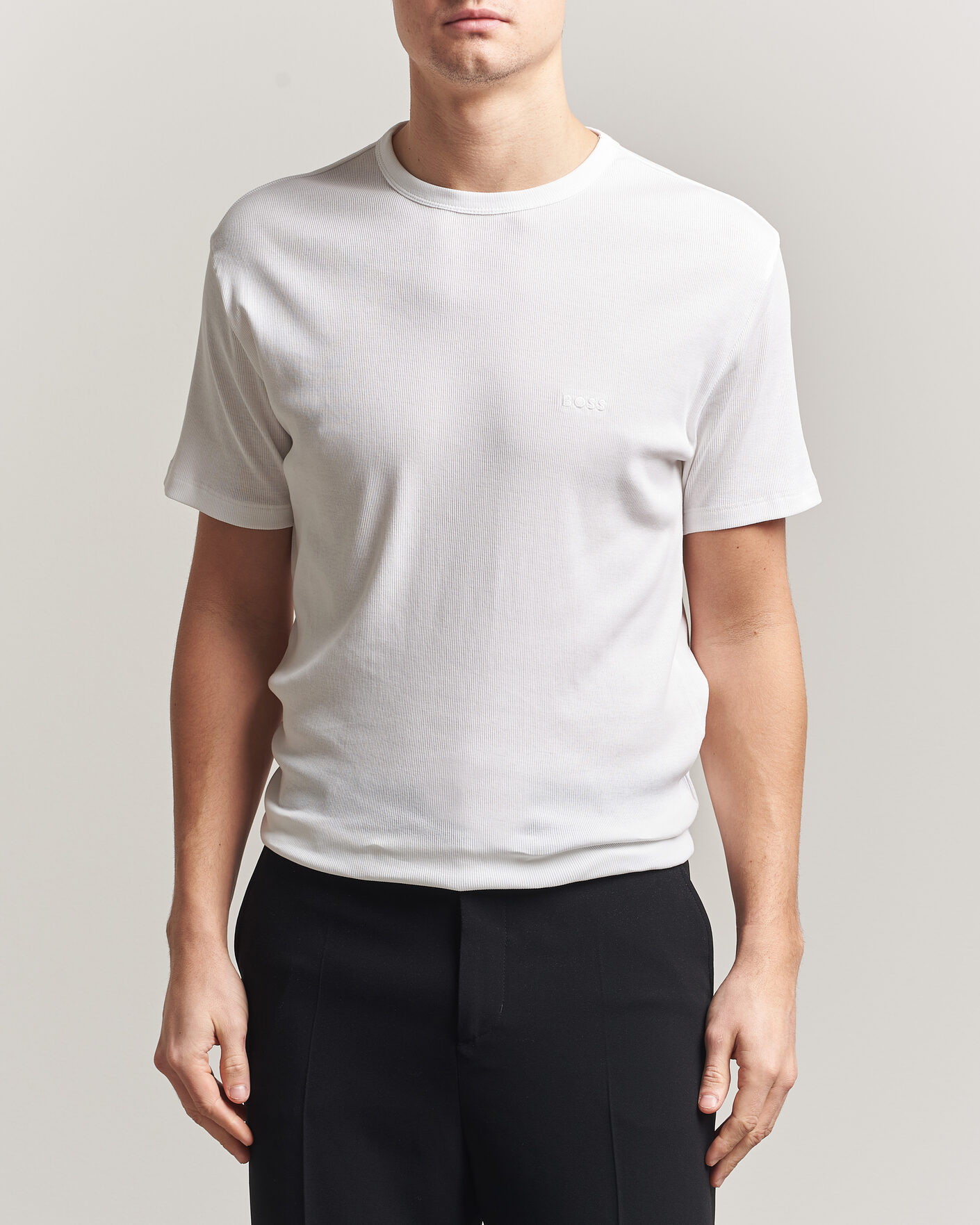 Herr | T-Shirts | BOSS BLACK | 2-Pack Ribbed T-Shirt White/Black