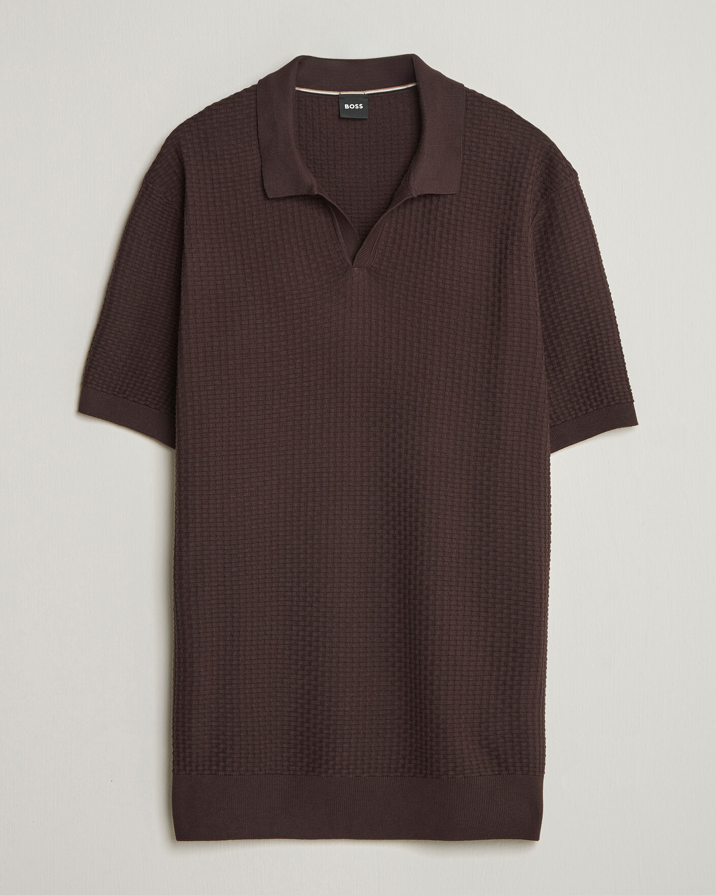 Herr | Pikéer | BOSS BLACK | Natalo Structured Knitted Polo Dark Brown