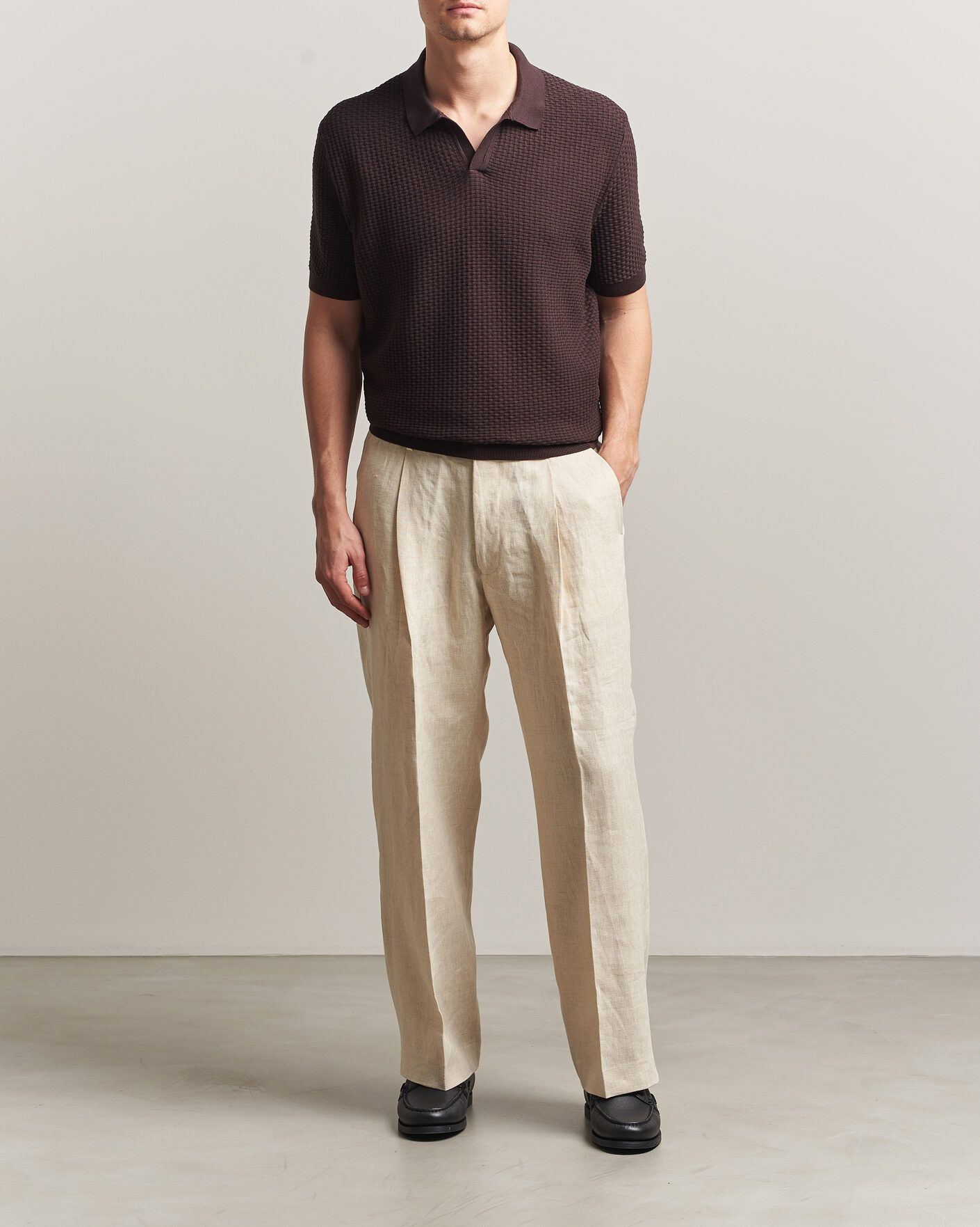 Herr | Pikéer | BOSS BLACK | Natalo Structured Knitted Polo Dark Brown