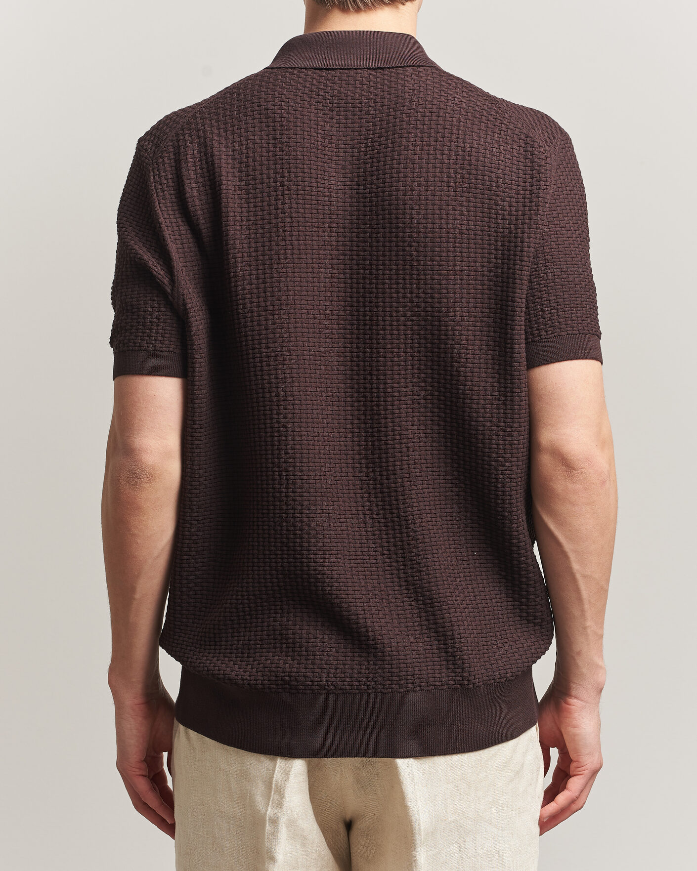 Herr | Pikéer | BOSS BLACK | Natalo Structured Knitted Polo Dark Brown