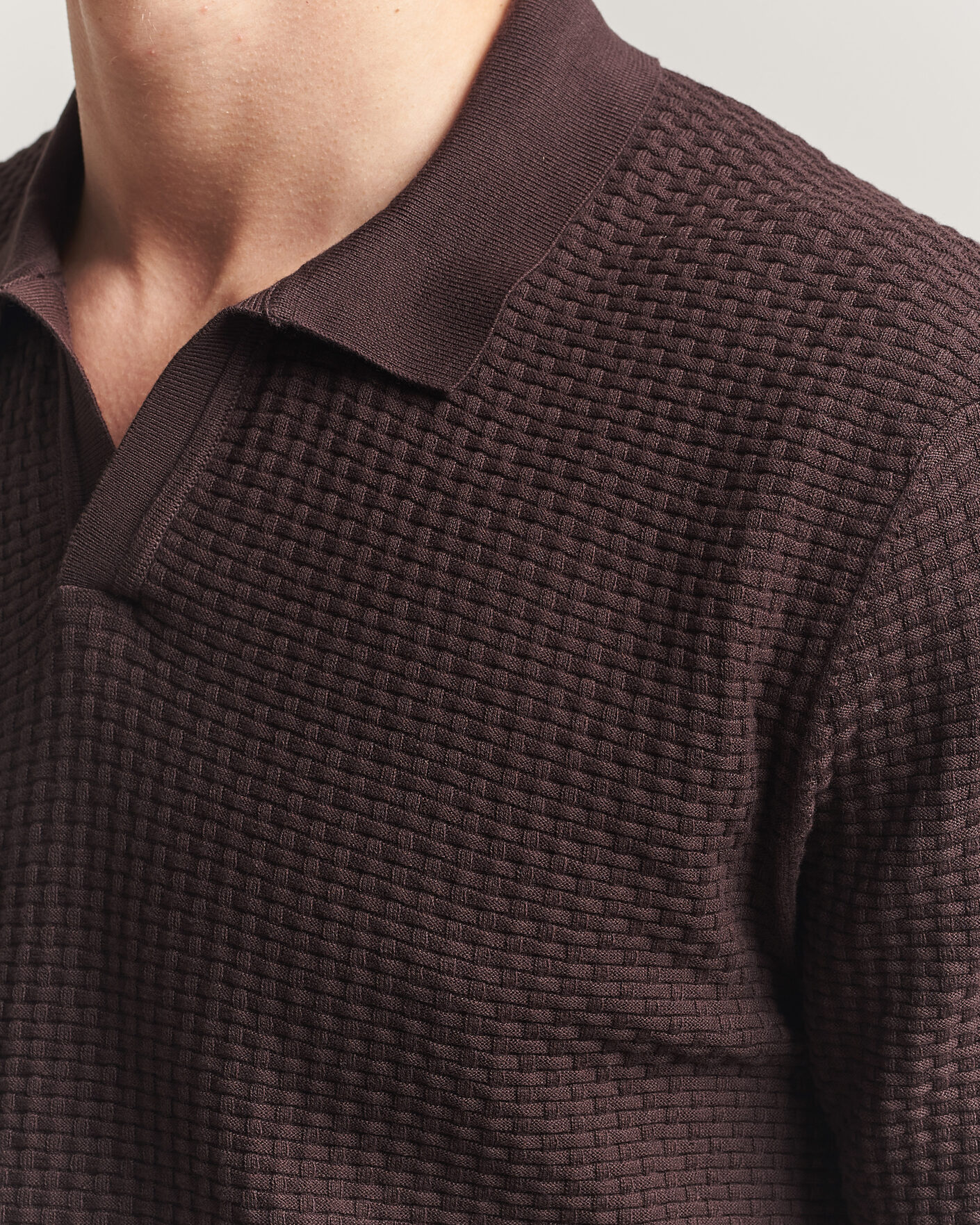 Herr | Pikéer | BOSS BLACK | Natalo Structured Knitted Polo Dark Brown