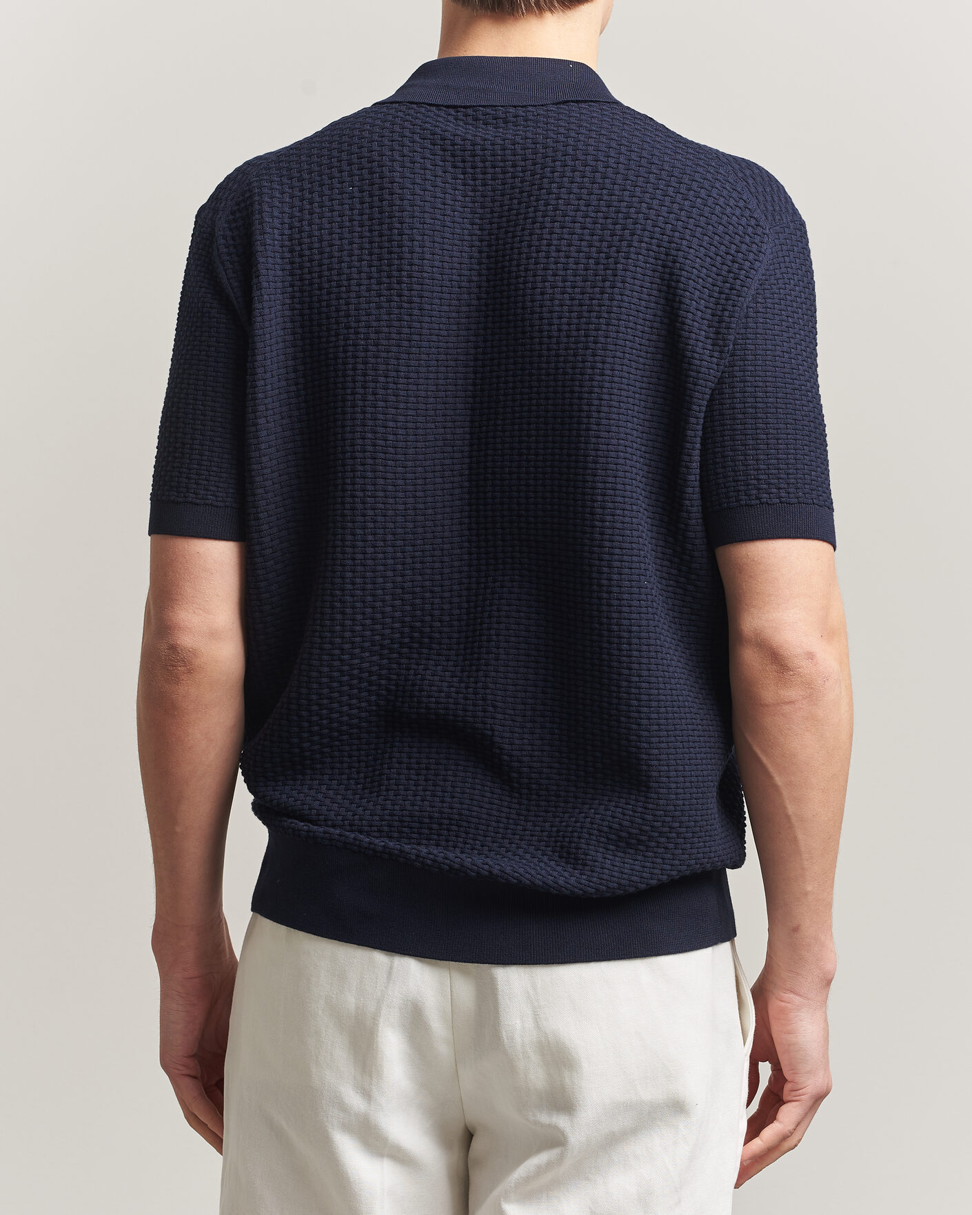 Herr | Pikéer | BOSS BLACK | Natalo Structured Knitted Polo Dark Blue