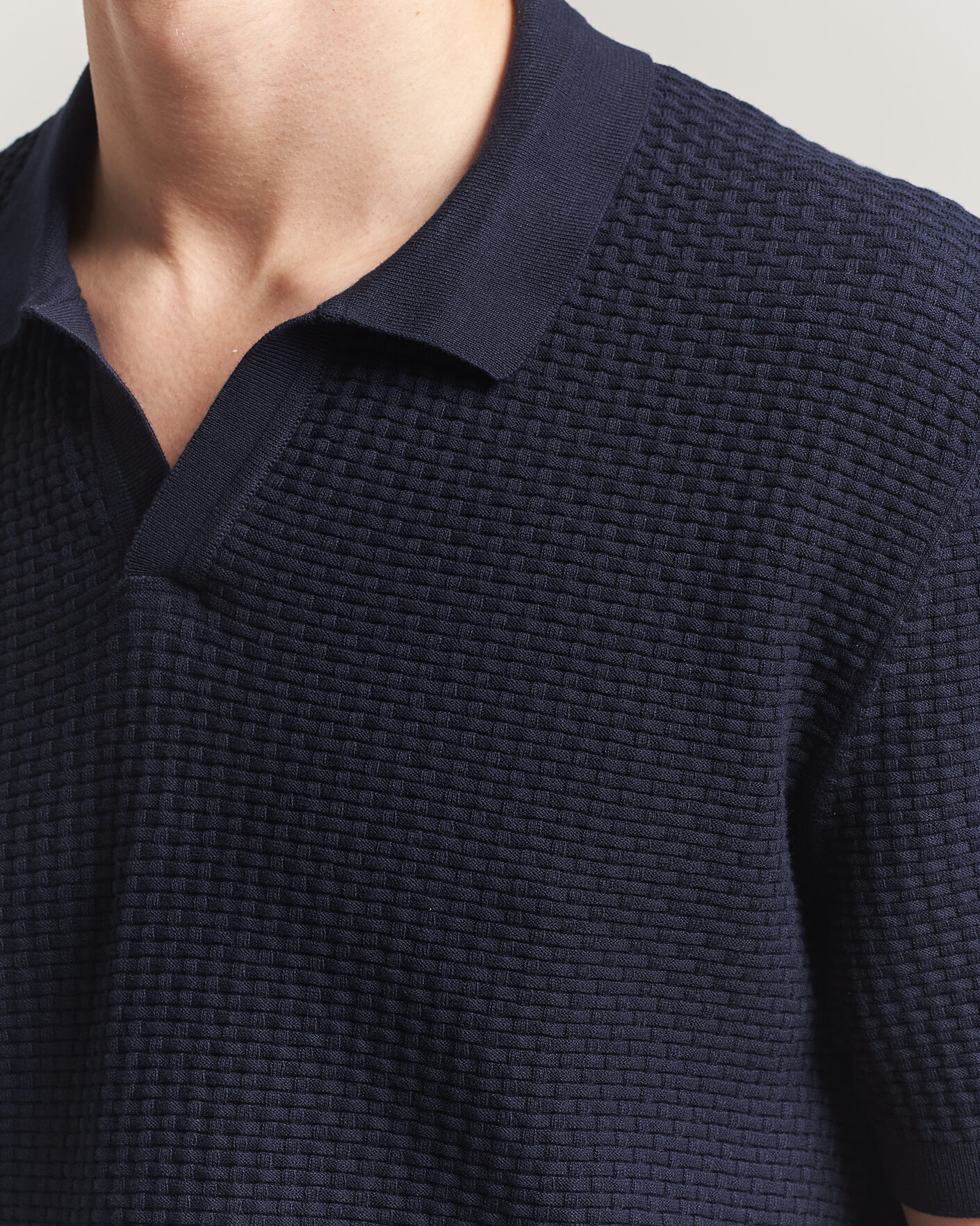 Herr | Pikéer | BOSS BLACK | Natalo Structured Knitted Polo Dark Blue