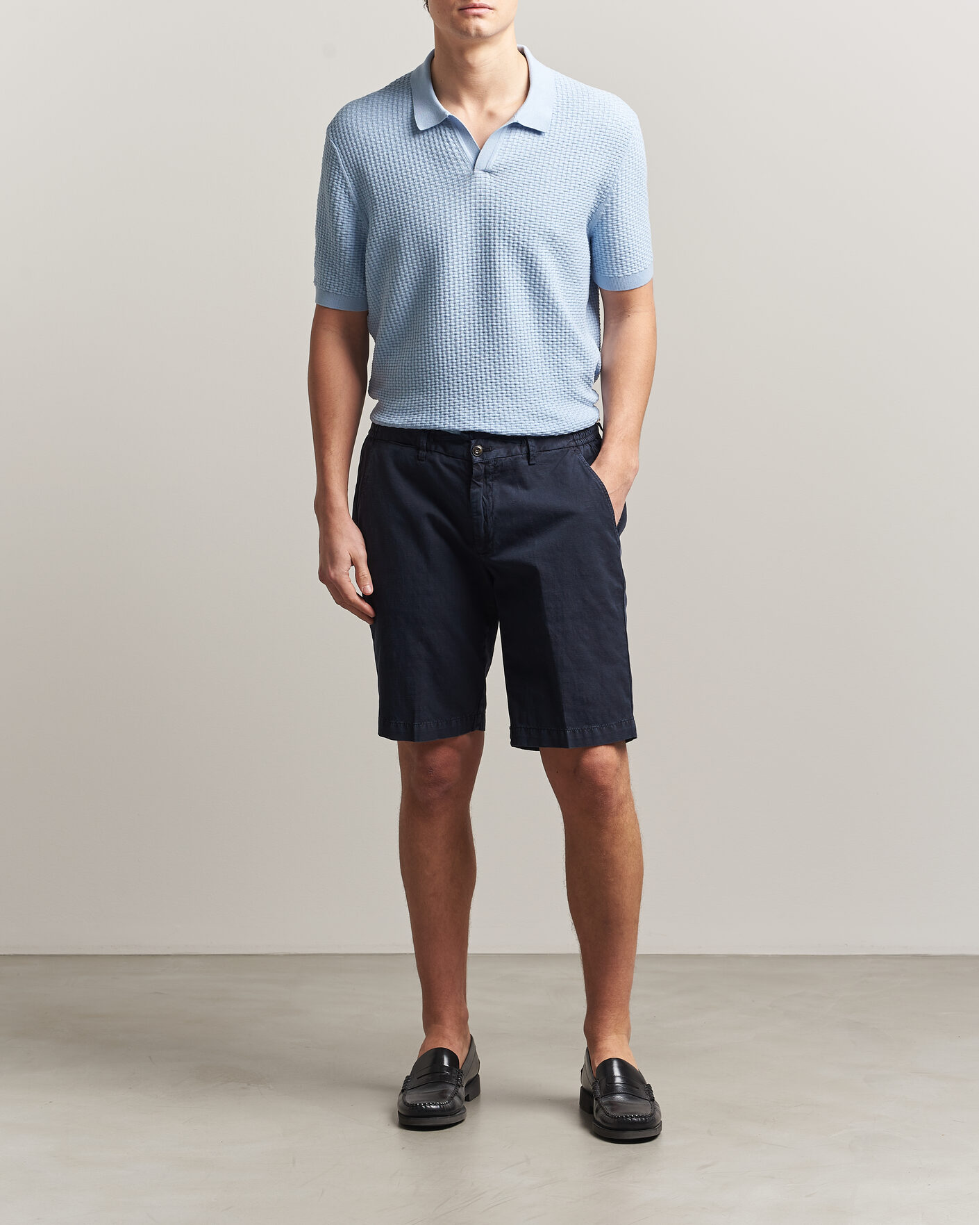 Herr | Pikéer | BOSS BLACK | Natalo Structured Knitted Polo Light Blue