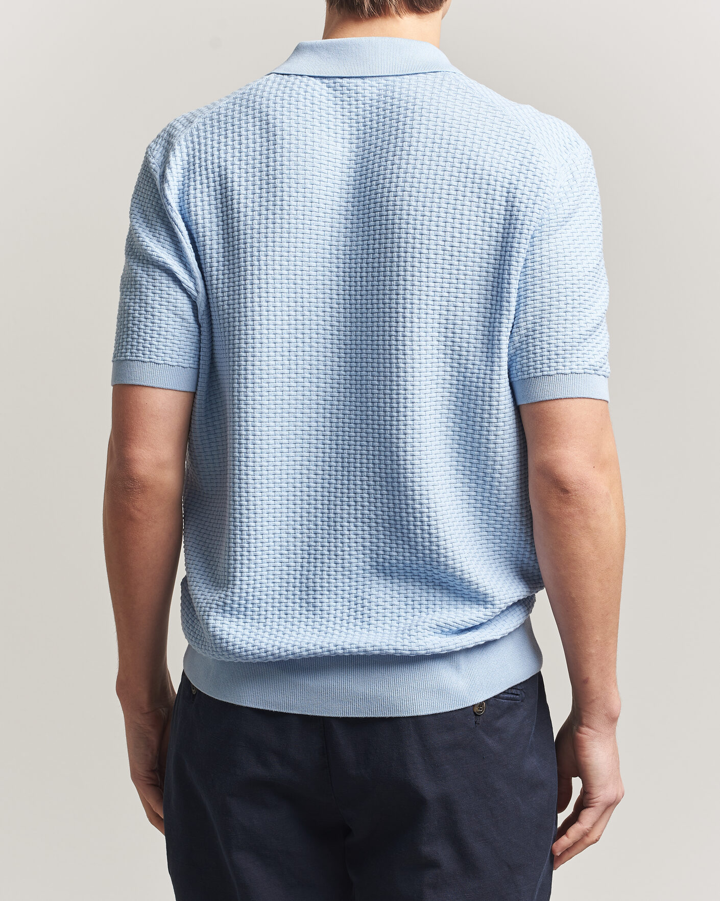 Herr | Pikéer | BOSS BLACK | Natalo Structured Knitted Polo Light Blue