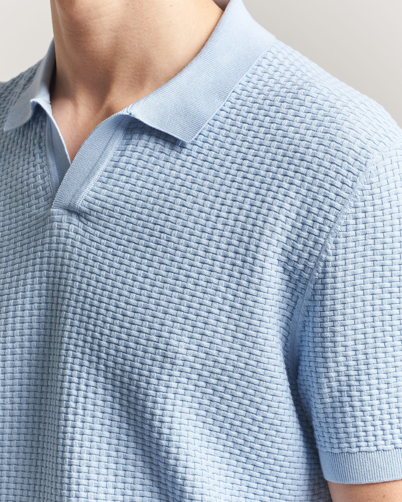 Herr | Pikéer | BOSS BLACK | Natalo Structured Knitted Polo Light Blue