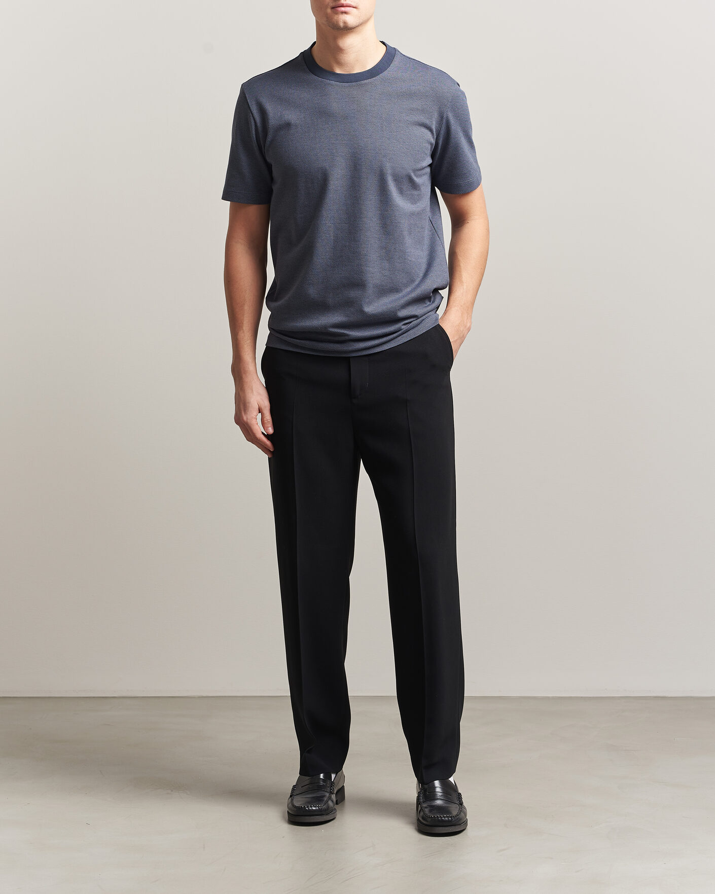 Herr | T-Shirts | BOSS BLACK | Thompson Structured T-Shirt Dark Blue