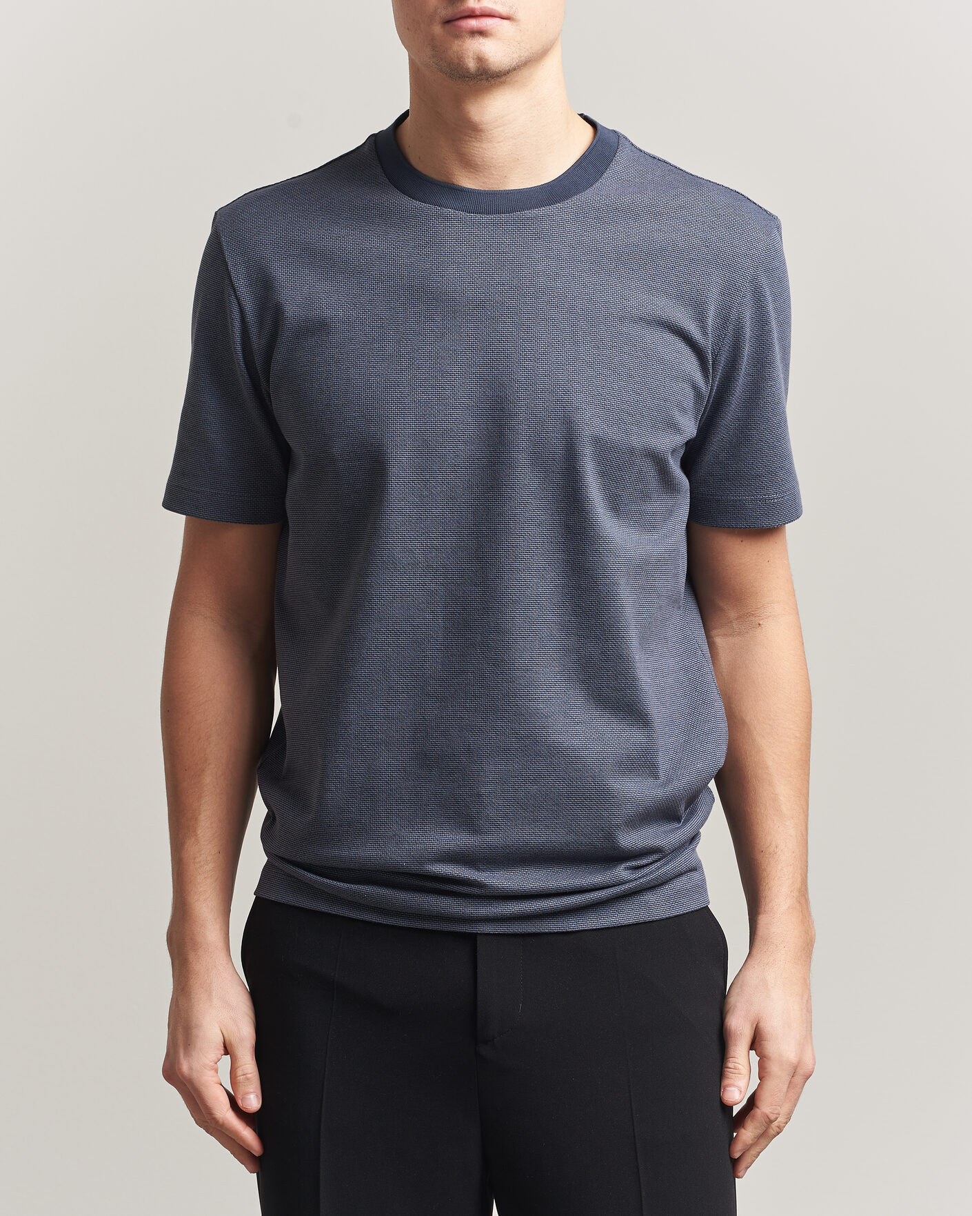 Herr | T-Shirts | BOSS BLACK | Thompson Structured T-Shirt Dark Blue