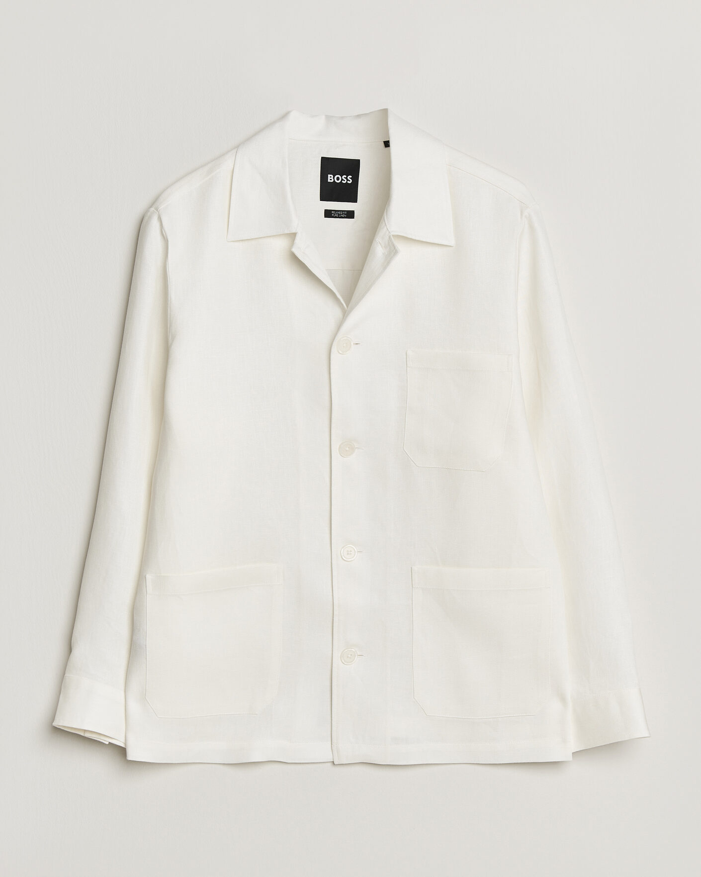 Herr | Skjortor | BOSS BLACK | Cai Linen Overshirt White