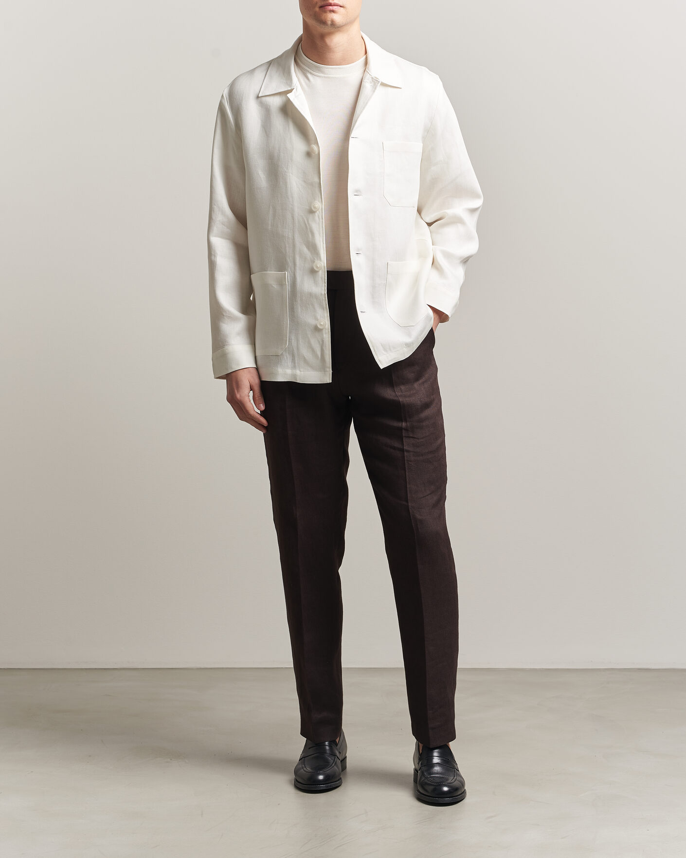 Herr | Skjortor | BOSS BLACK | Cai Linen Overshirt White