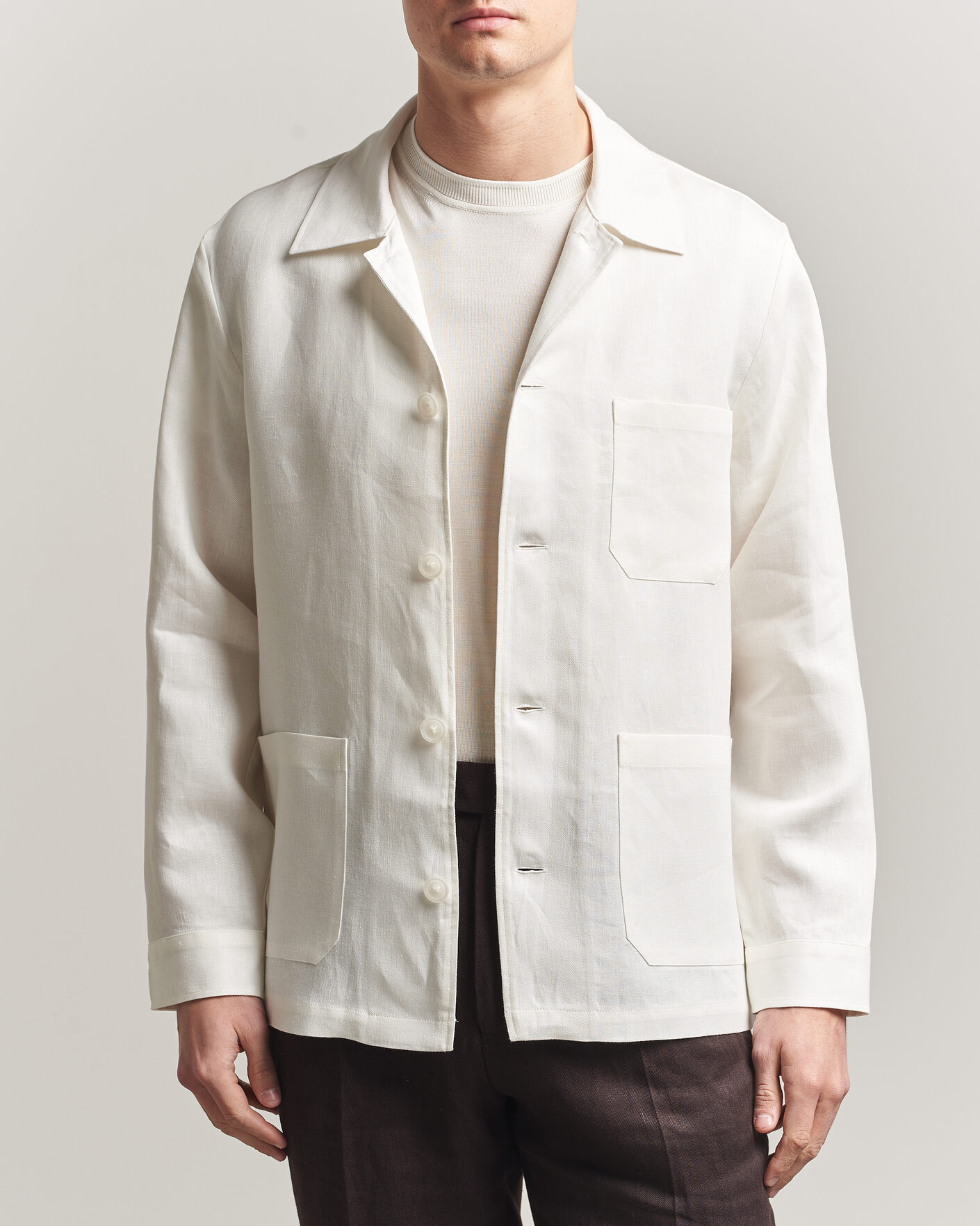 Herr | Skjortor | BOSS BLACK | Cai Linen Overshirt White
