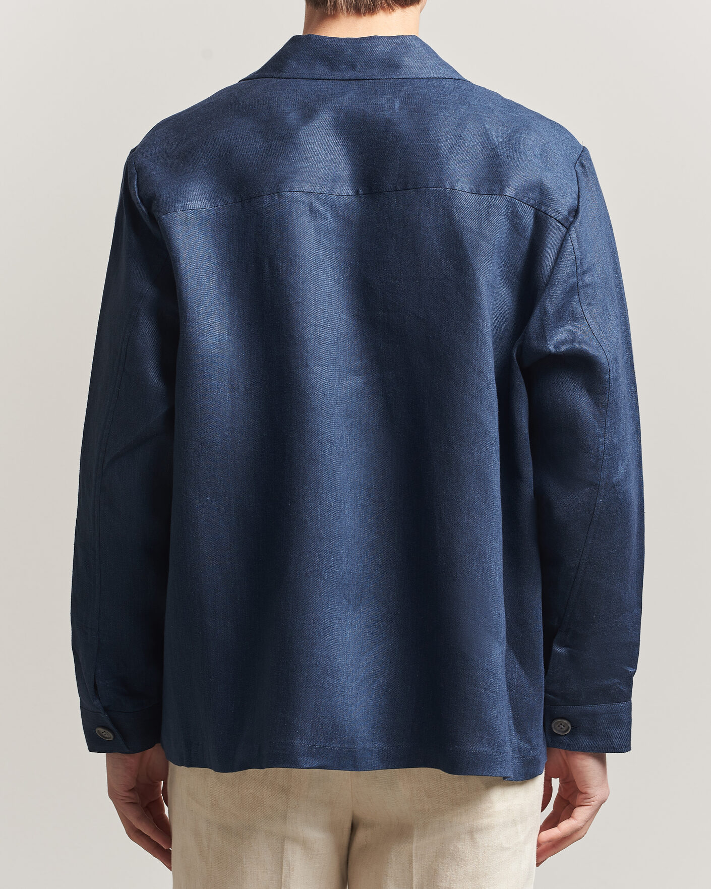 Herr | Skjortor | BOSS BLACK | Cai Linen Overshirt Dark Blue