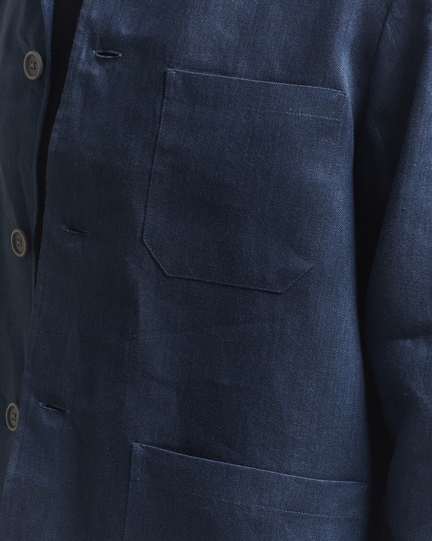 Herr | Skjortor | BOSS BLACK | Cai Linen Overshirt Dark Blue