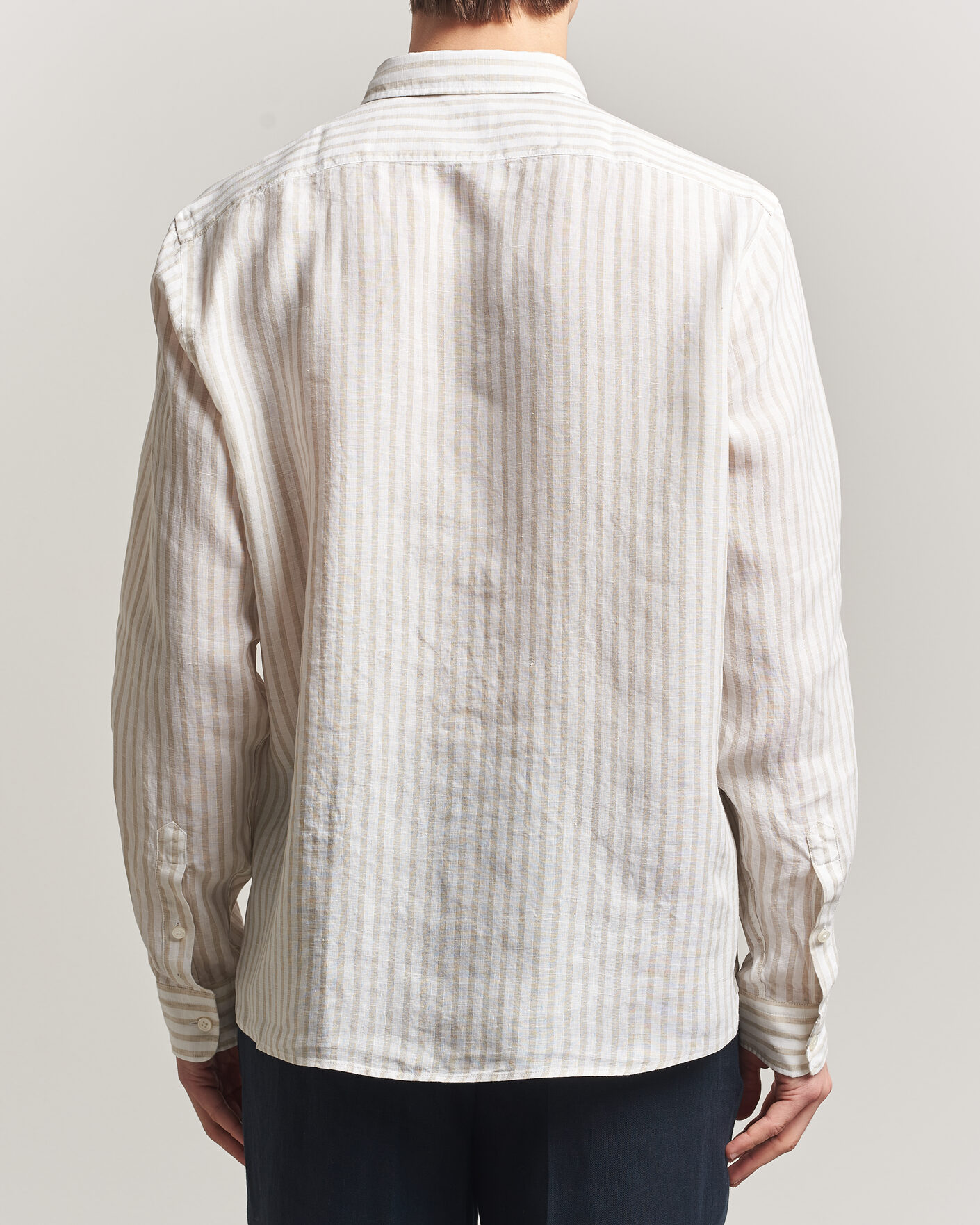 Herr | Skjortor | BOSS BLACK | Liam Striped Linen Shirt Open Beige