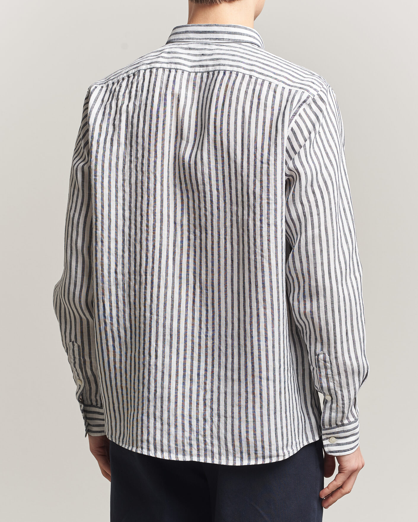 Herr | Skjortor | BOSS BLACK | Liam Striped Linen Shirt Dark Blue