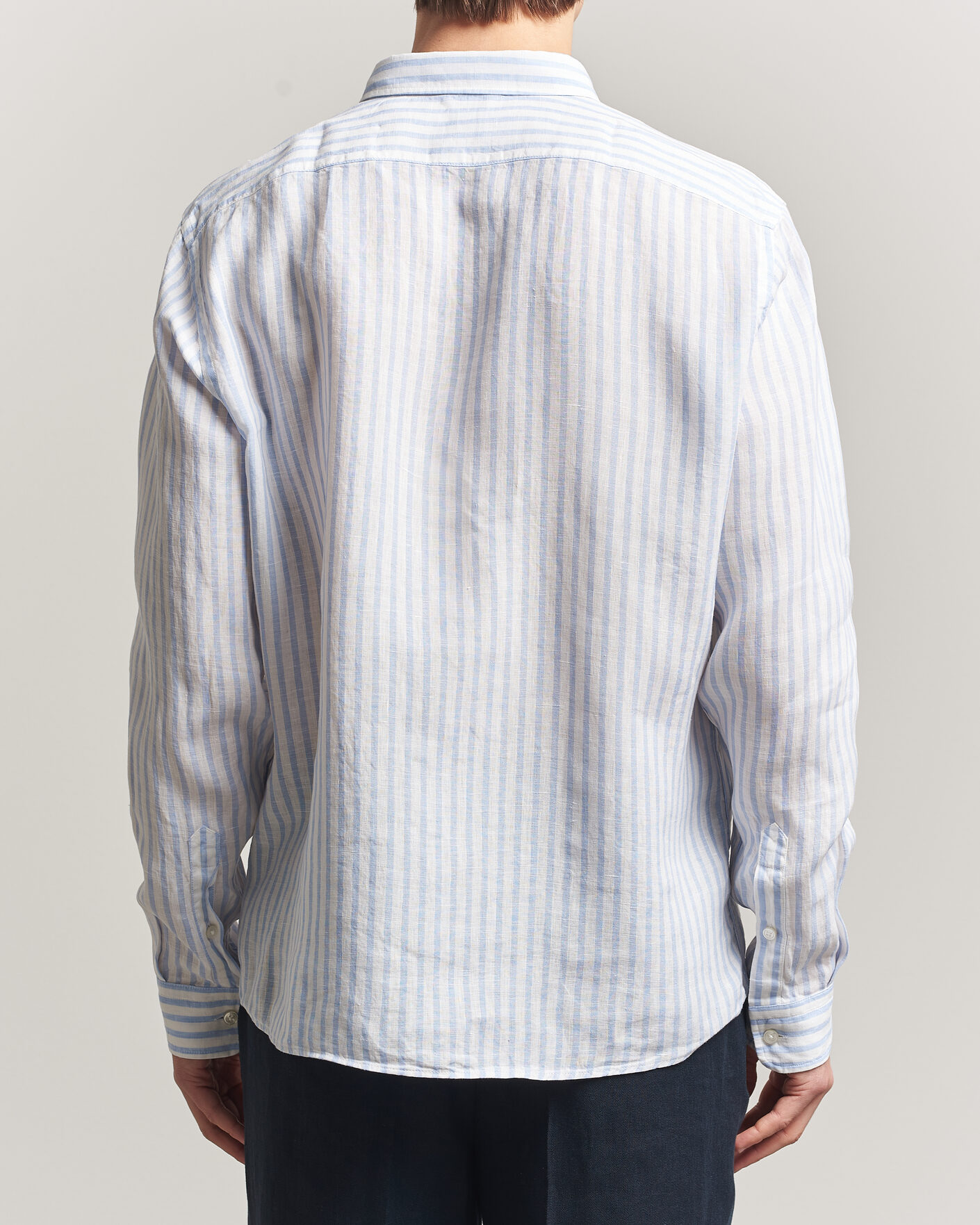 Herr | Skjortor | BOSS BLACK | Liam Striped Linen Shirt Light Blue
