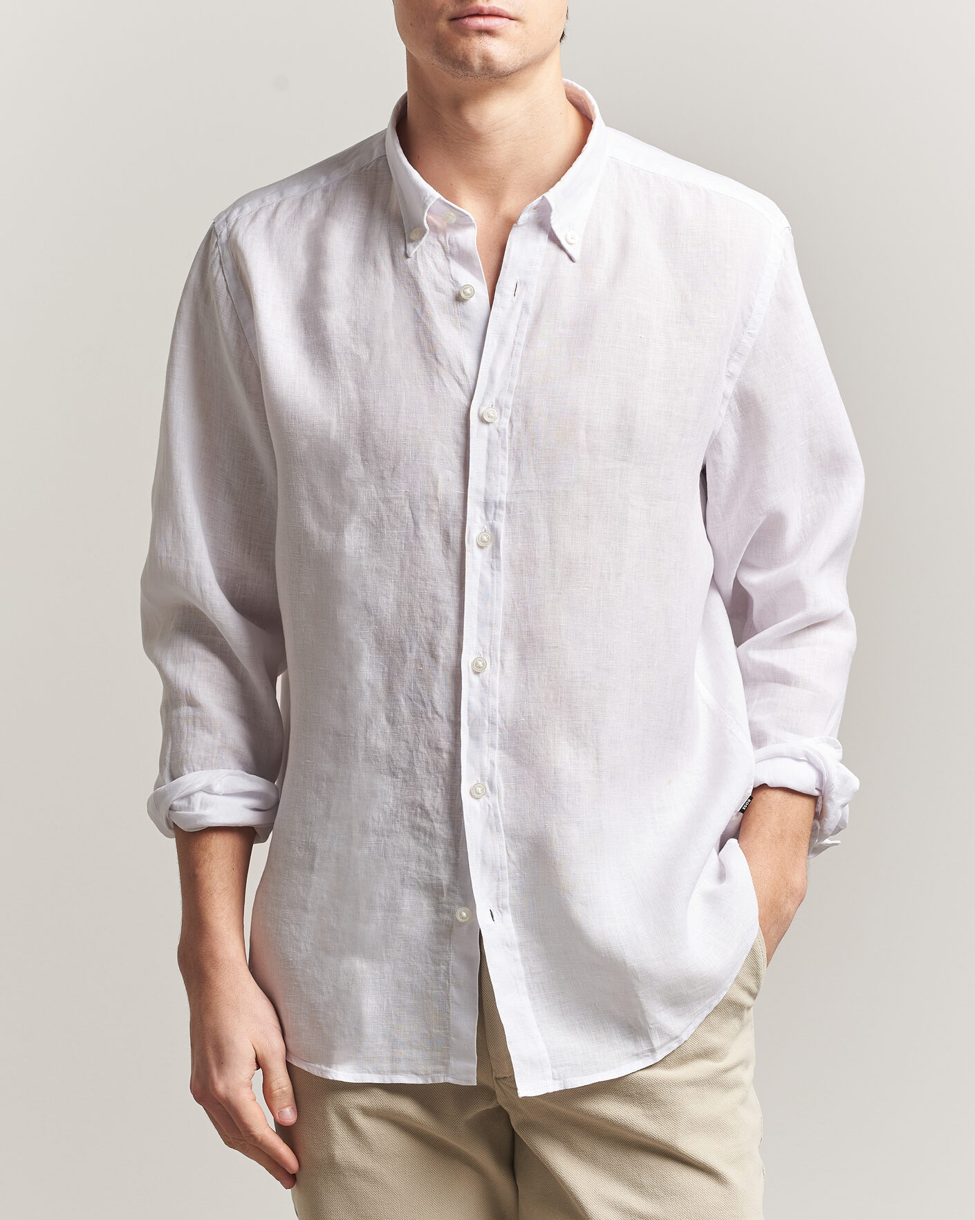 Herr | Skjortor | BOSS BLACK | Liam Linen Shirt White