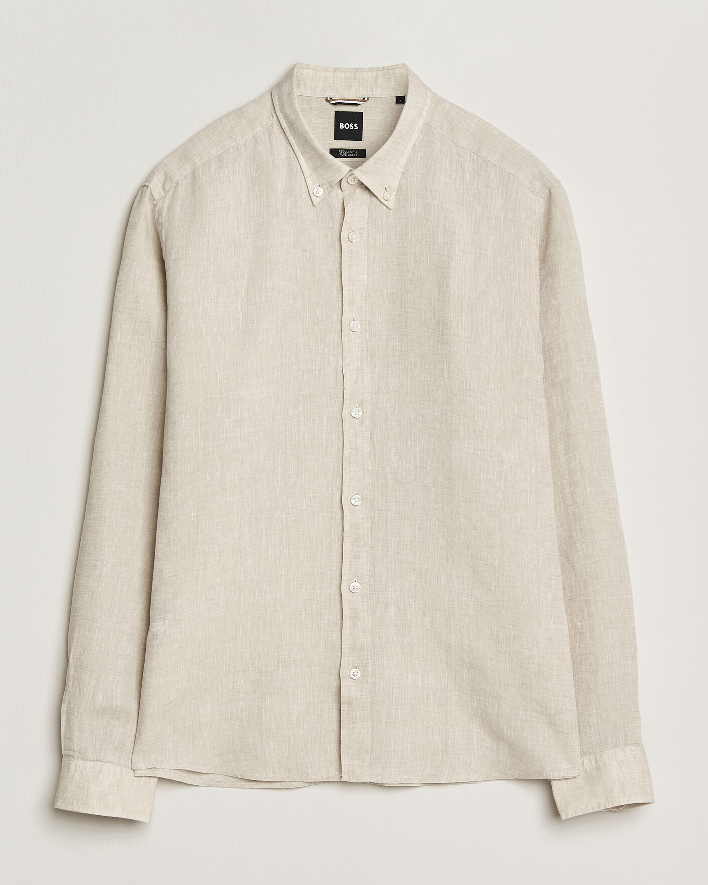 Herr | Skjortor | BOSS BLACK | Liam Linen Shirt Open Beige