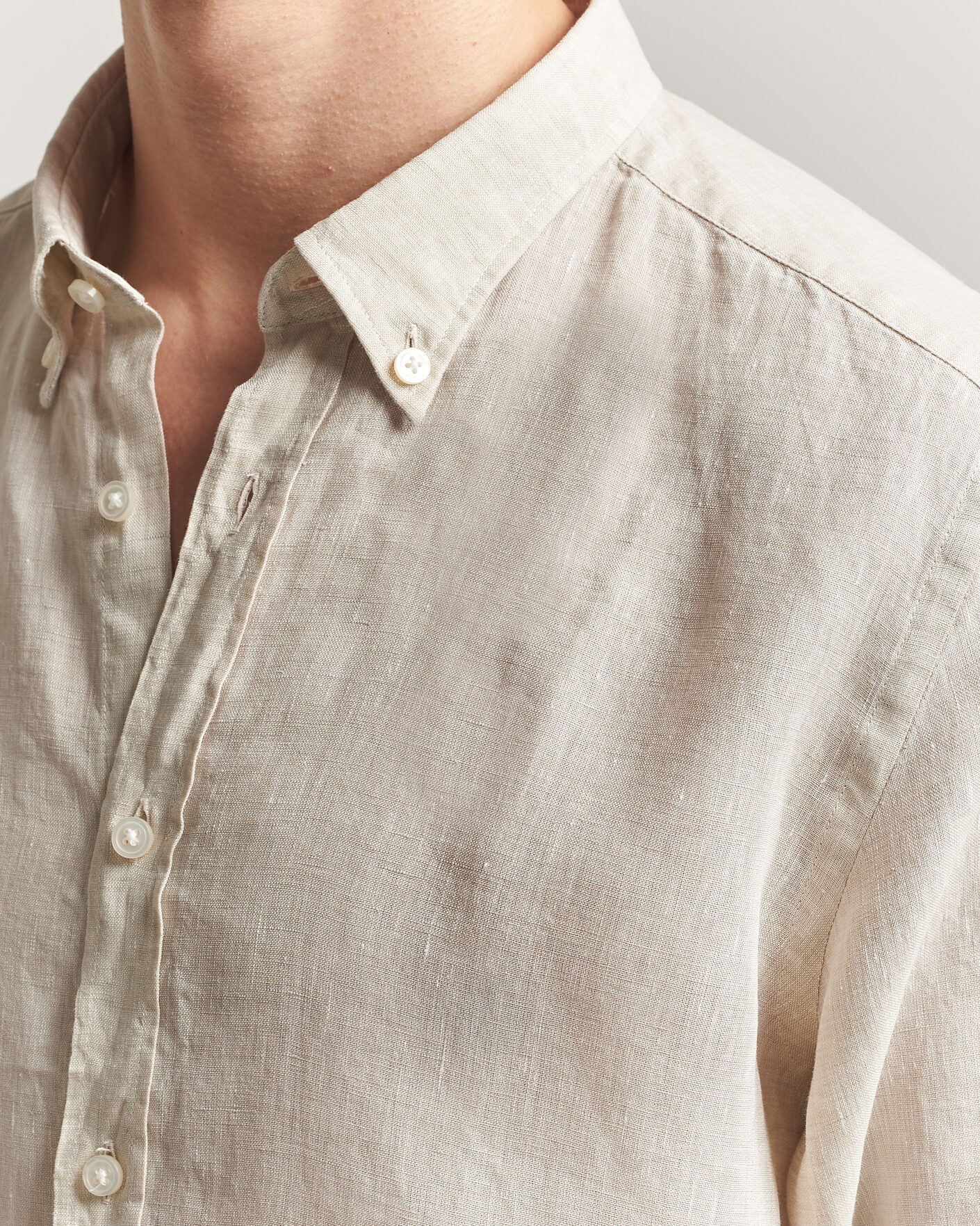 Herr | Skjortor | BOSS BLACK | Liam Linen Shirt Open Beige