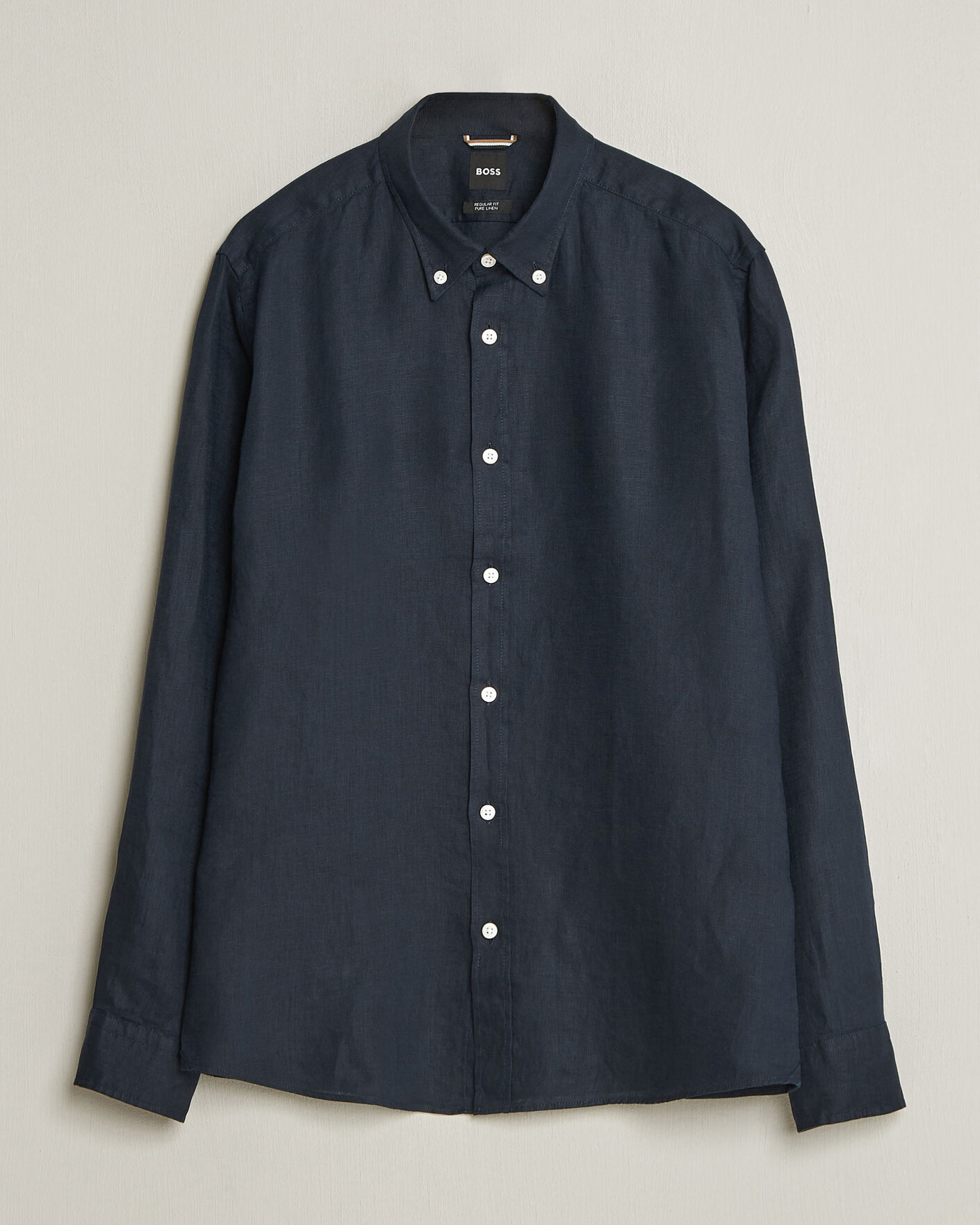 Herr | Skjortor | BOSS BLACK | Liam Linen Shirt Dark Blue