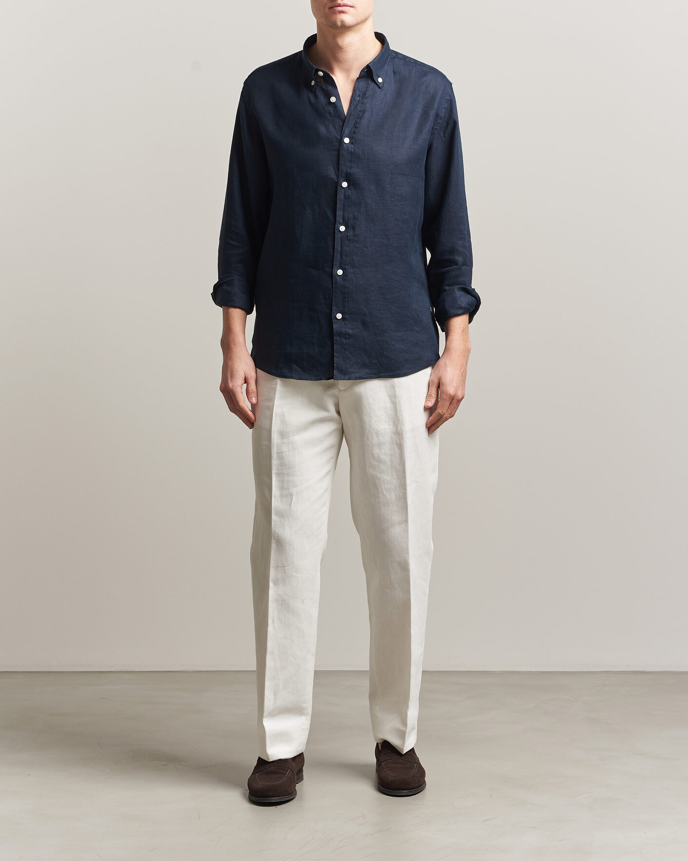 Herr | Skjortor | BOSS BLACK | Liam Linen Shirt Dark Blue