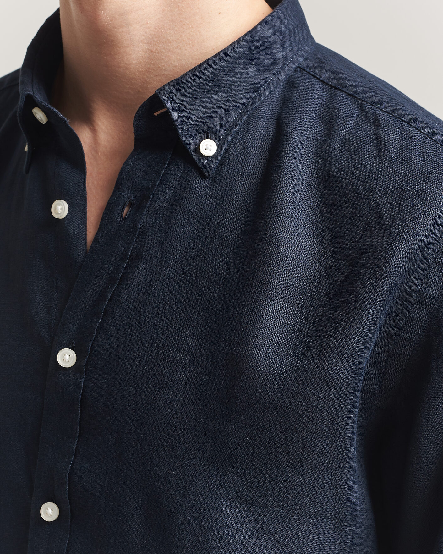 Herr | Skjortor | BOSS BLACK | Liam Linen Shirt Dark Blue
