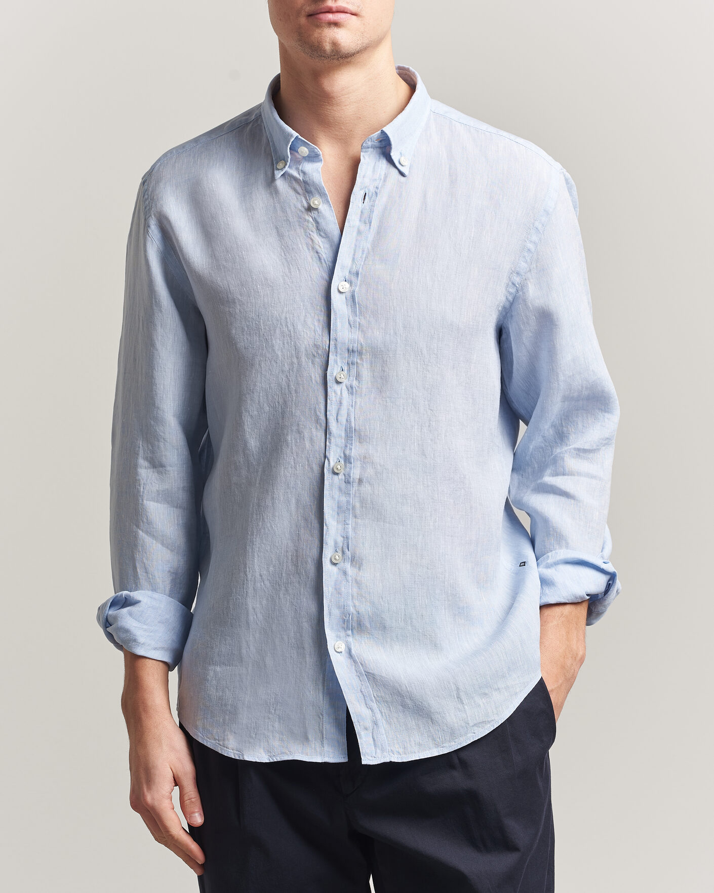 Herr | Skjortor | BOSS BLACK | Liam Linen Shirt Light Blue