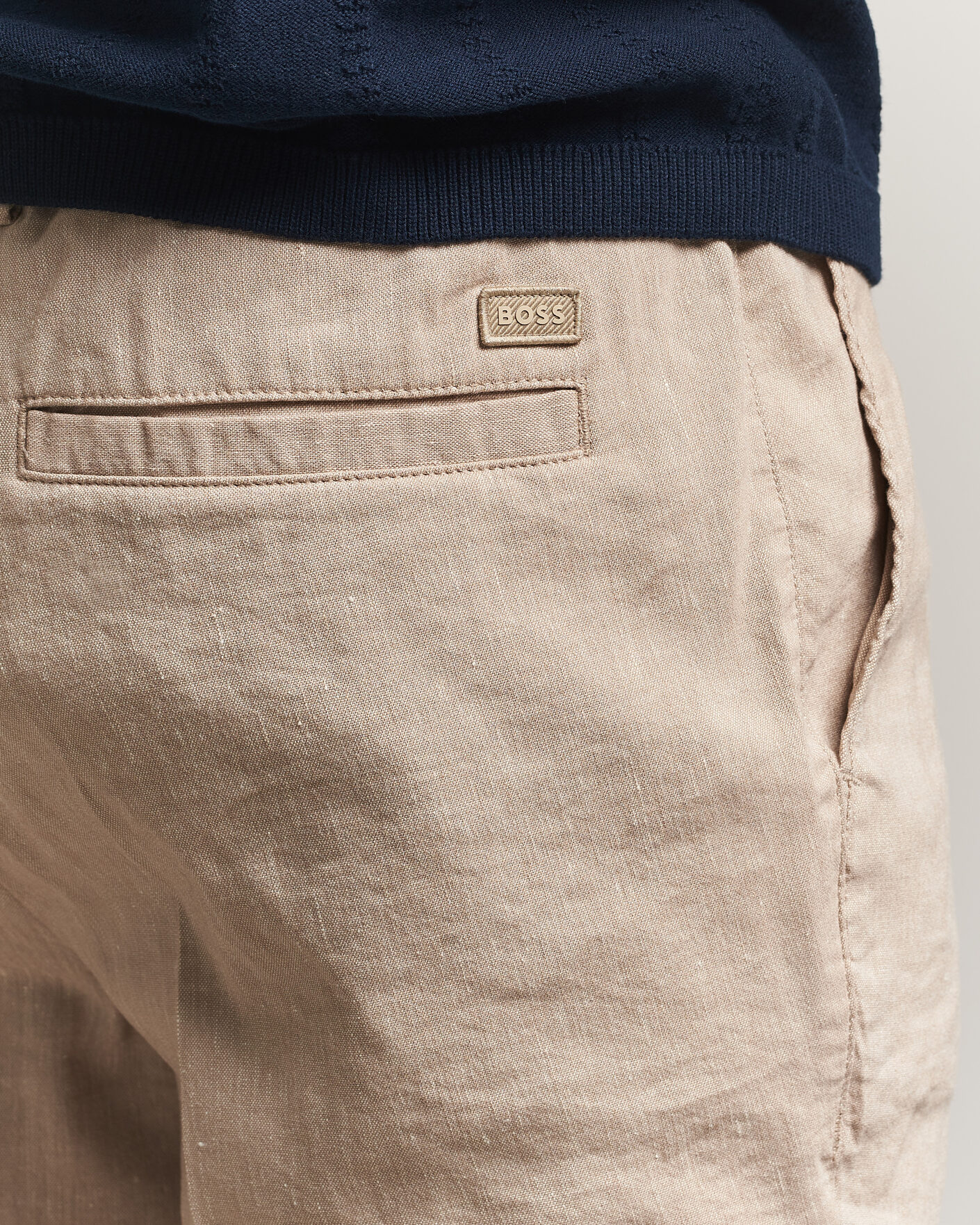 Herr | Shorts | BOSS BLACK | Kane Linen Drawstring Shorts Open Beige