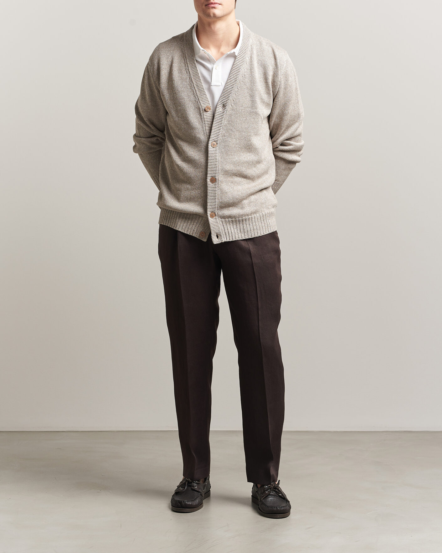 Herr | Byxor | BOSS BLACK | Perino Linen Suit Trousers Dark Brown