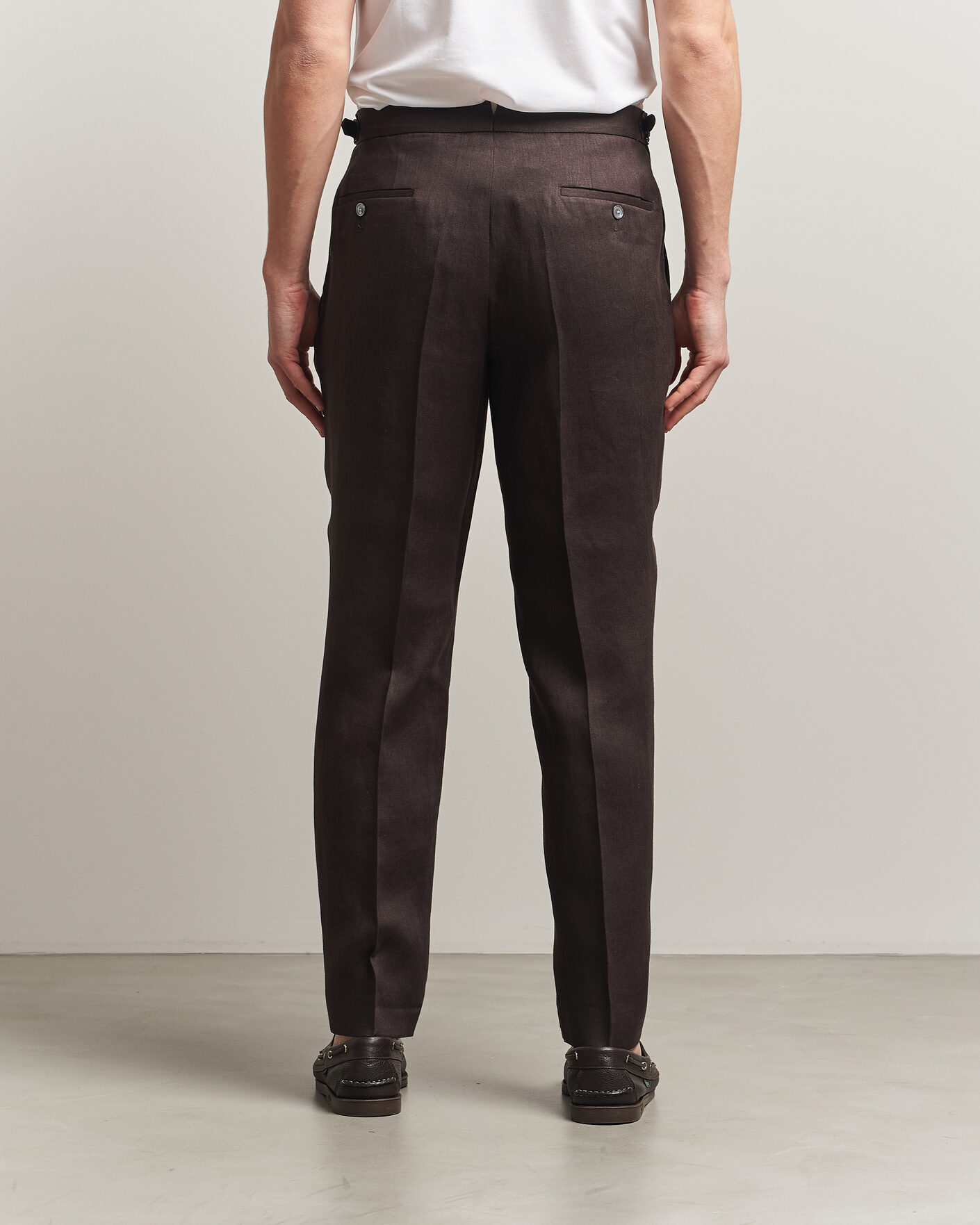 Herr | Byxor | BOSS BLACK | Perino Linen Suit Trousers Dark Brown