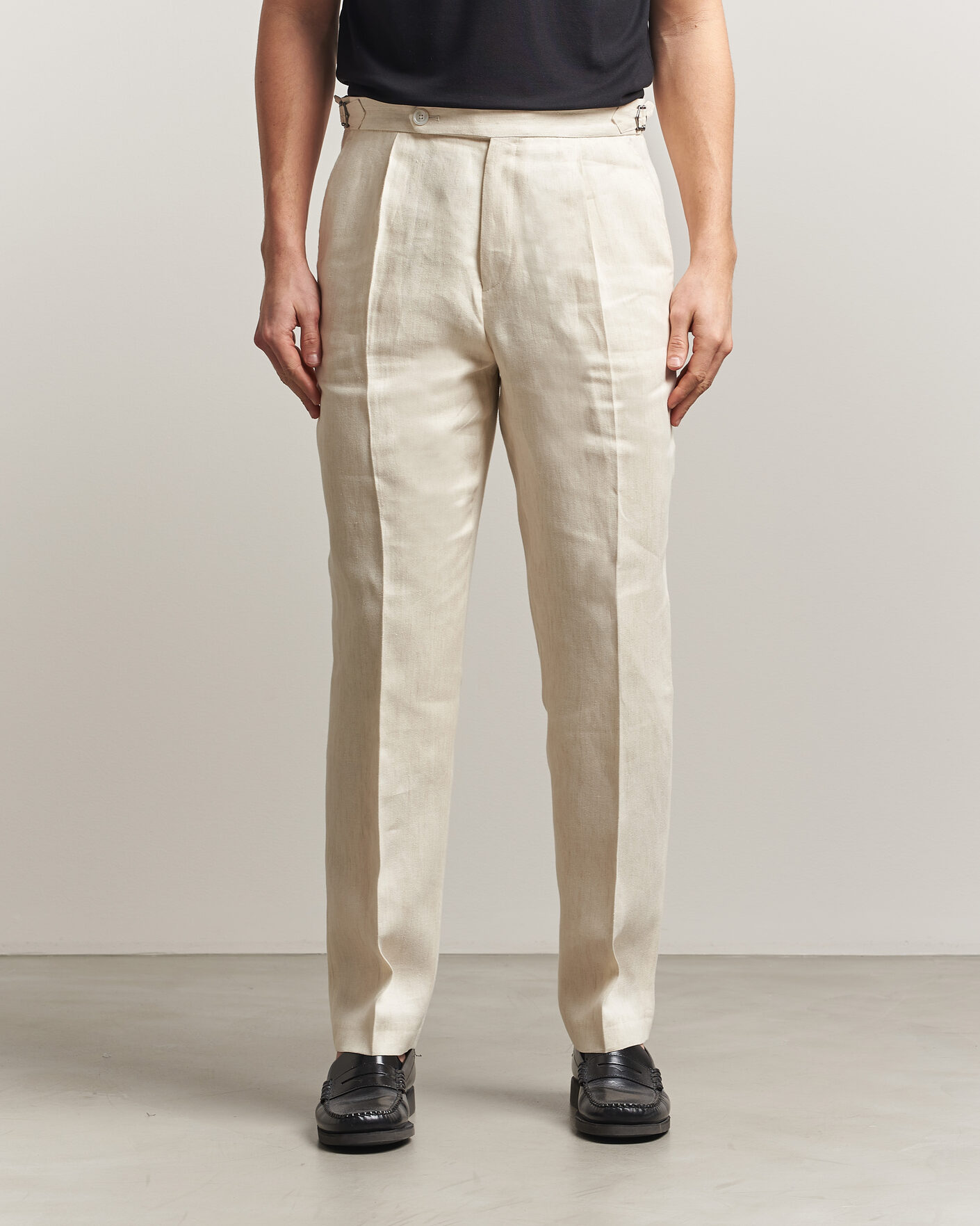 Herr | Byxor | BOSS BLACK | Perino Linen Suit Trousers Open Beige