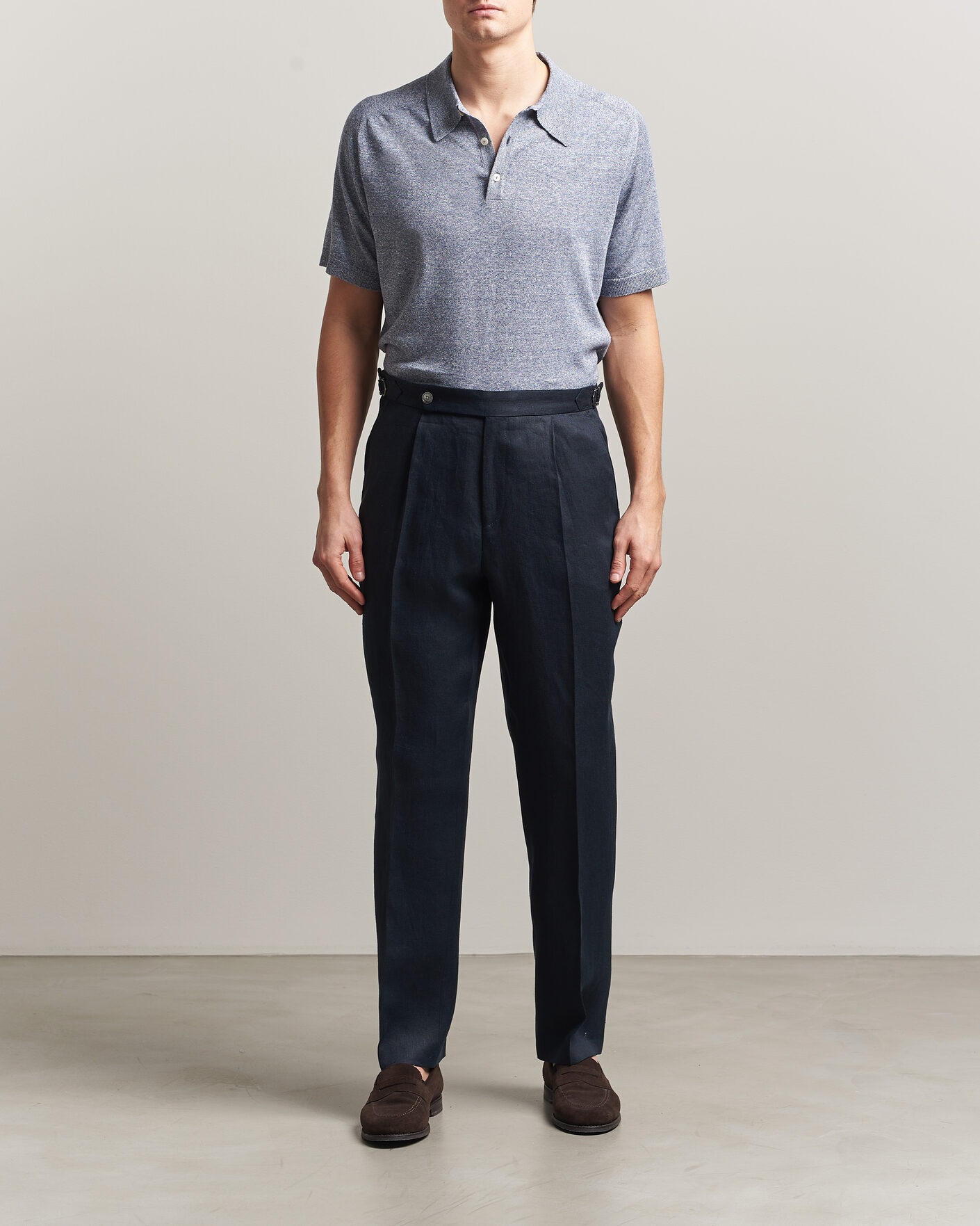 Herr | Byxor | BOSS BLACK | Perino Linen Suit Trousers Dark Blue