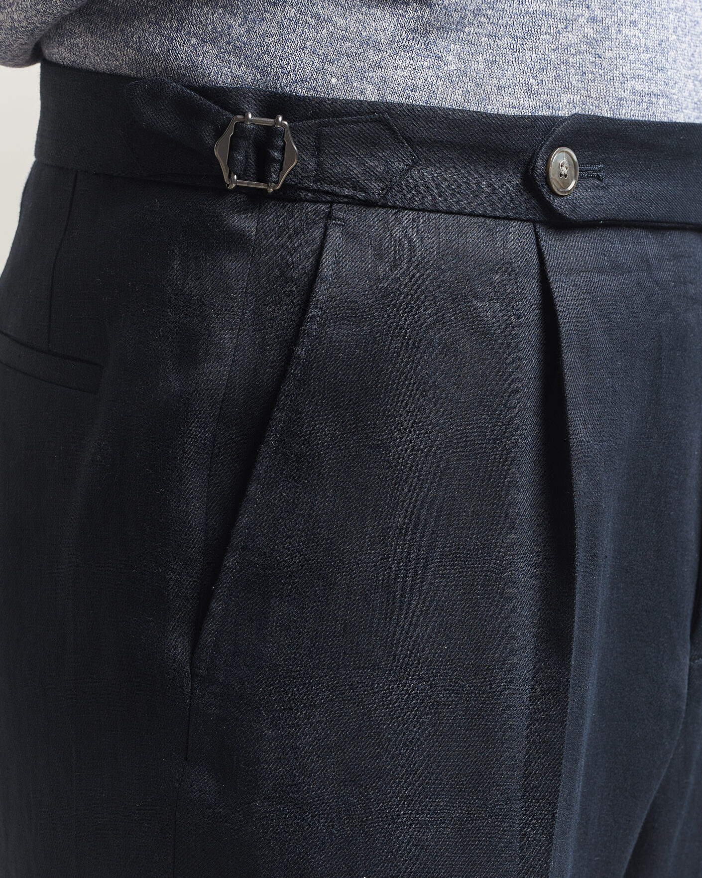 Herr | Byxor | BOSS BLACK | Perino Linen Suit Trousers Dark Blue