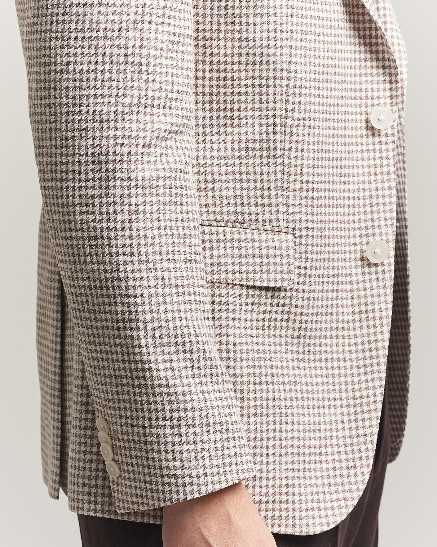 Herr | Kavajer | BOSS BLACK | Hutson Linen/Cotton Houndstooth Blazer Open Beige