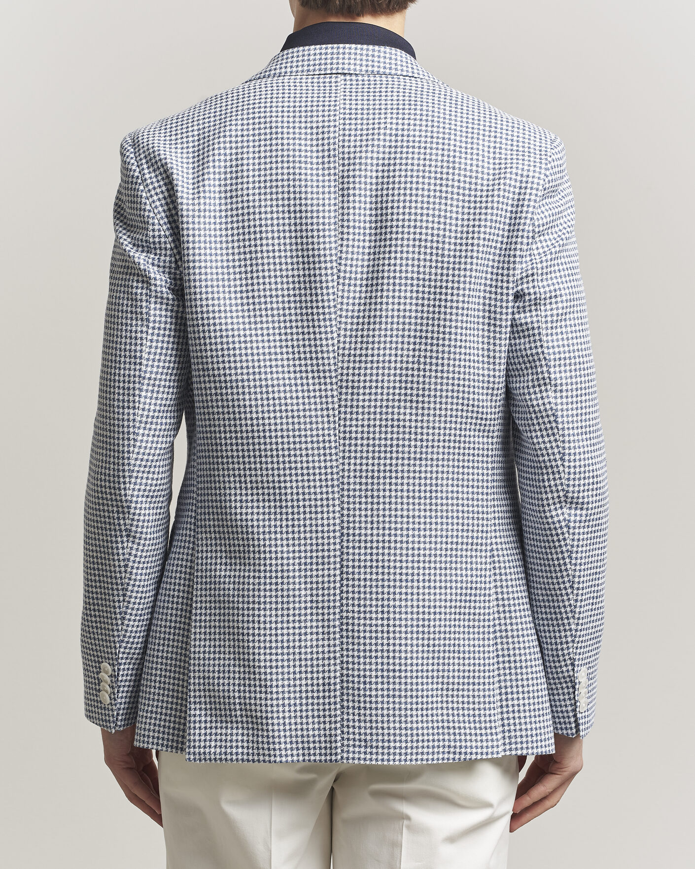 Herr | Kavajer | BOSS BLACK | Hutson Linen/Cotton Houndstooth Blazer Open Blue