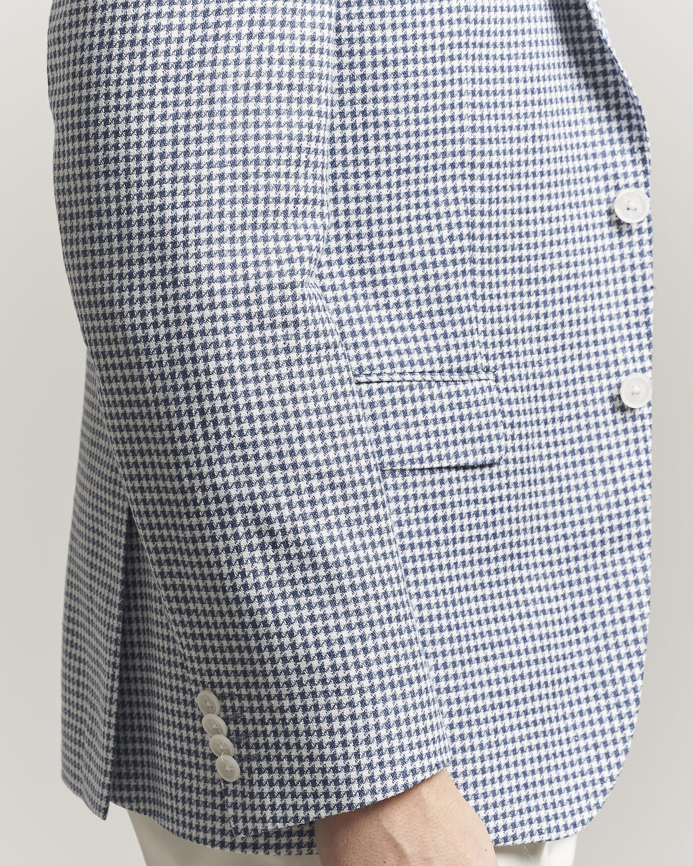 Herr | Kavajer | BOSS BLACK | Hutson Linen/Cotton Houndstooth Blazer Open Blue