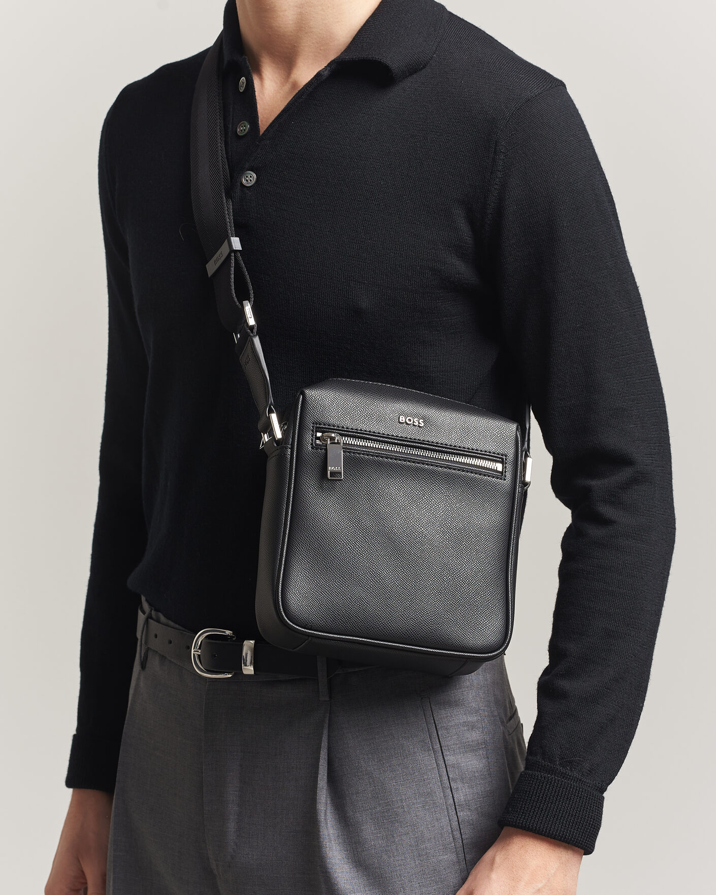 Herr | Väskor | BOSS BLACK | Daxter Leather Crossbody Bag Black