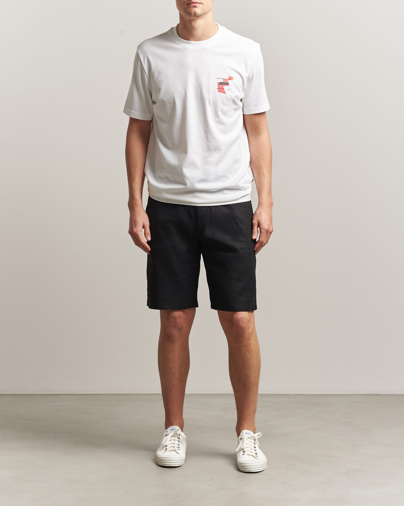 Herr | Shorts | BOSS ORANGE | Tapered Linen Drawstring Shorts Black
