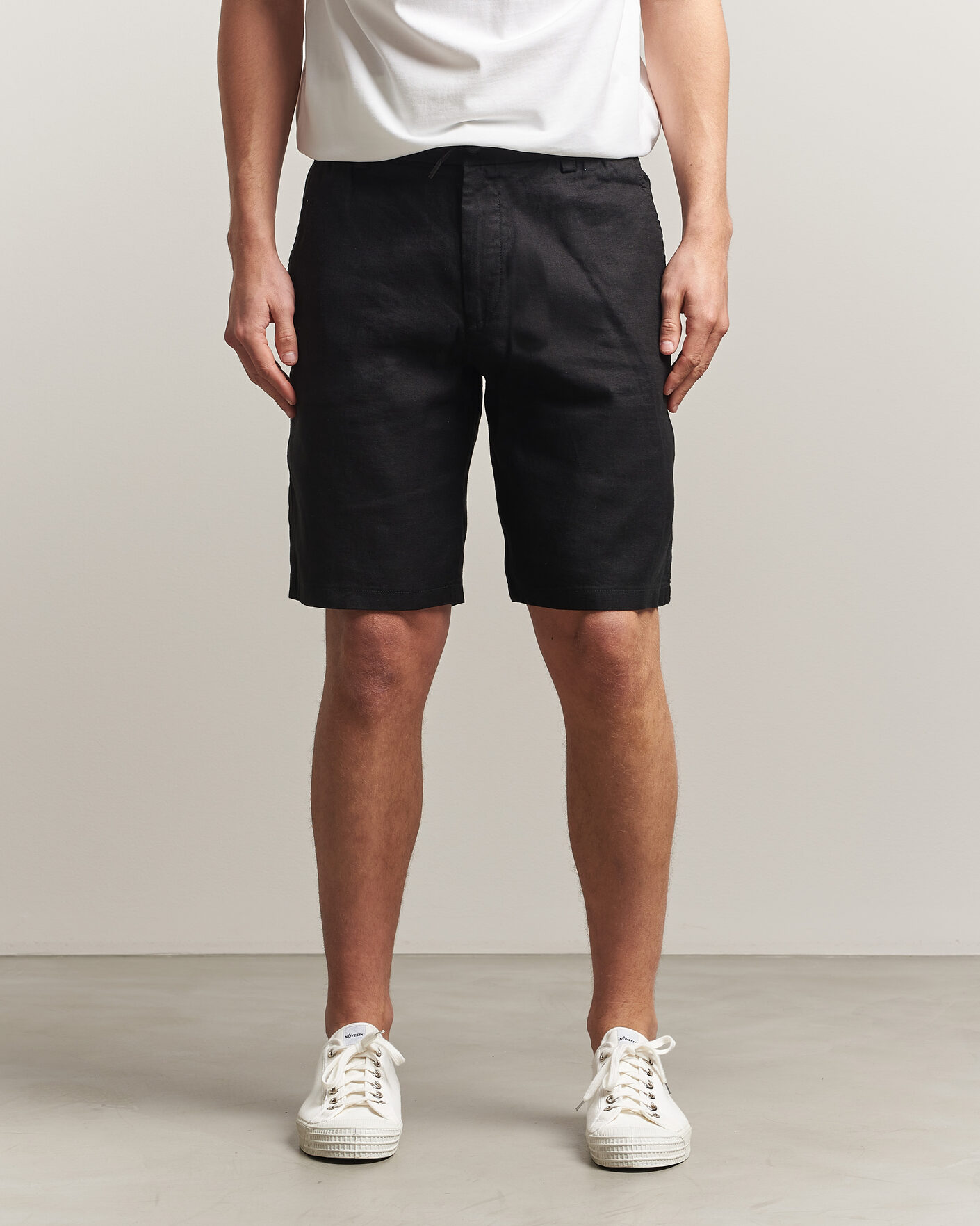 Herr | Shorts | BOSS ORANGE | Tapered Linen Drawstring Shorts Black
