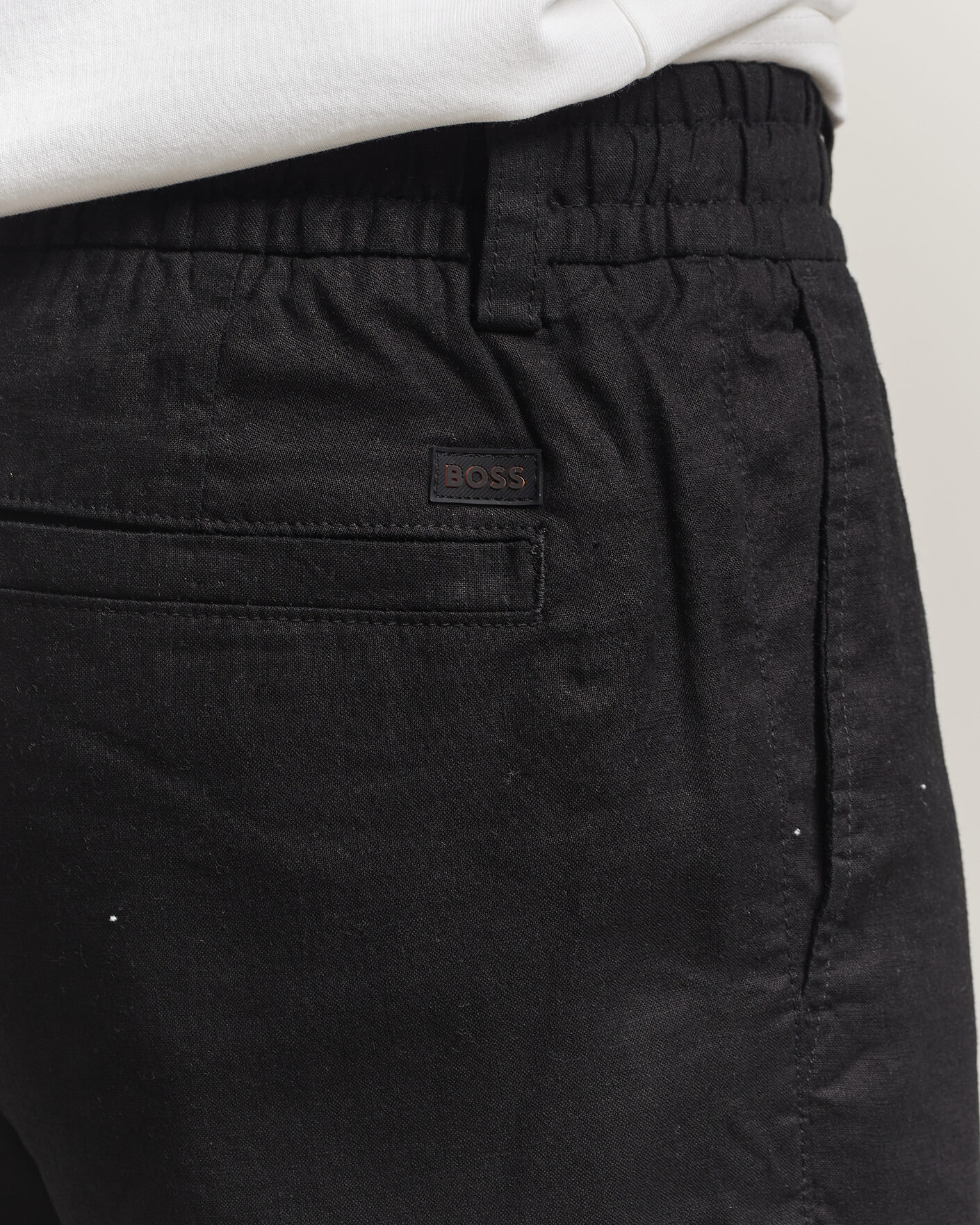 Herr | Shorts | BOSS ORANGE | Tapered Linen Drawstring Shorts Black