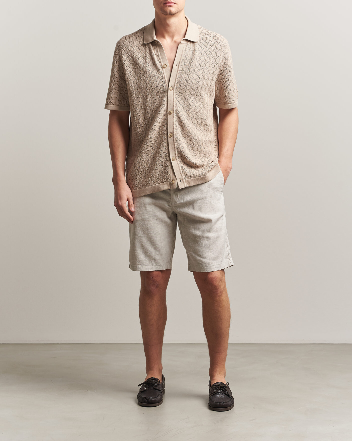 Herr | Shorts | BOSS ORANGE | Tapered Linen Drawstring Shorts Open Grey