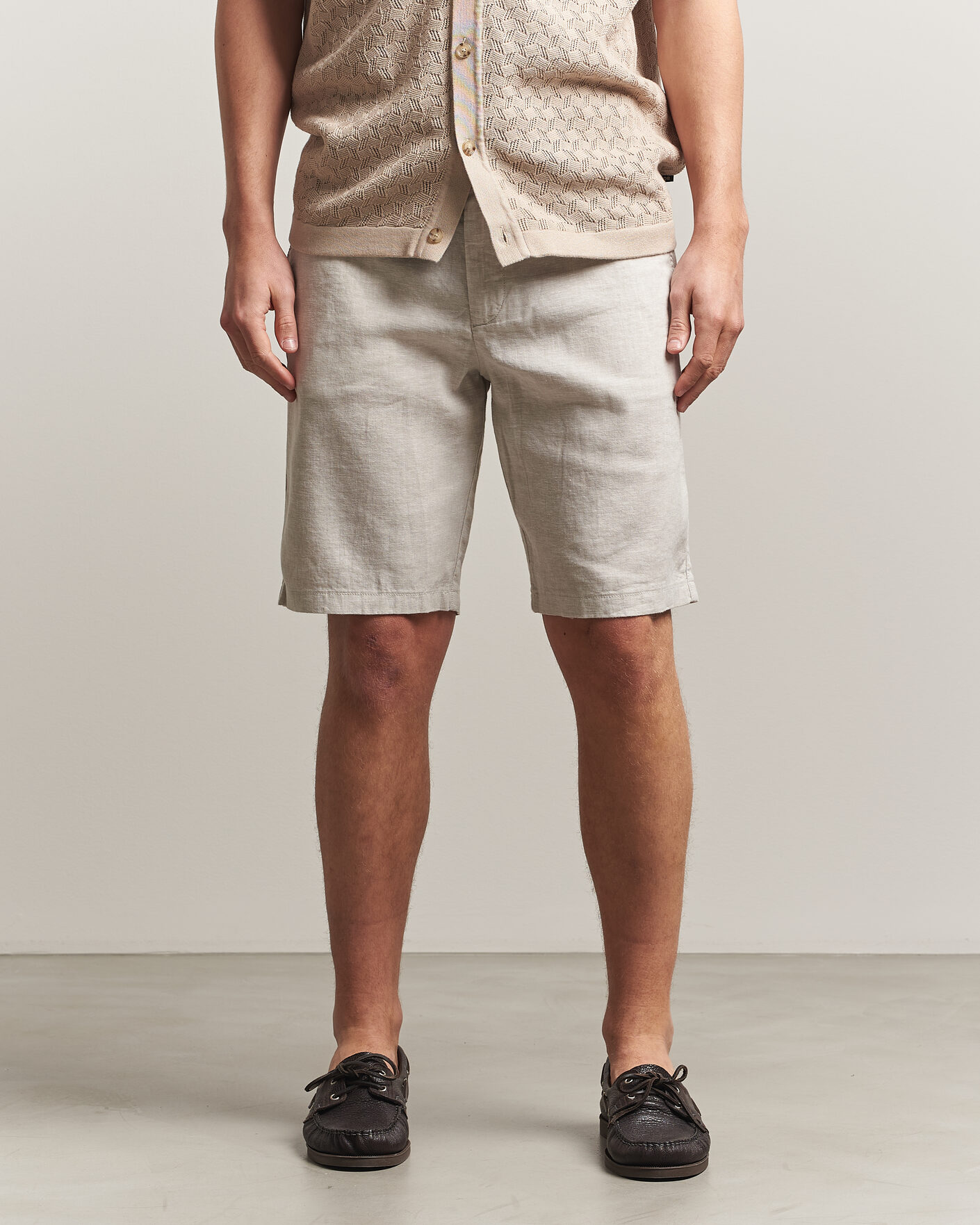 Herr | Shorts | BOSS ORANGE | Tapered Linen Drawstring Shorts Open Grey