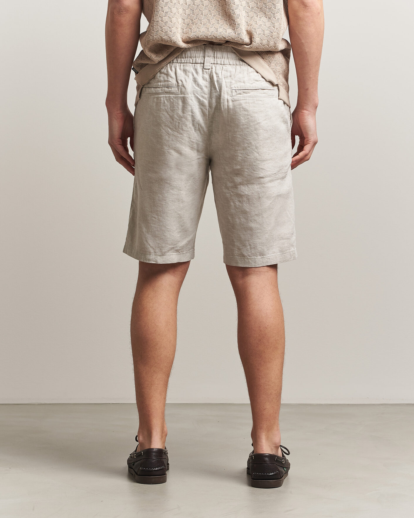 Herr | Shorts | BOSS ORANGE | Tapered Linen Drawstring Shorts Open Grey