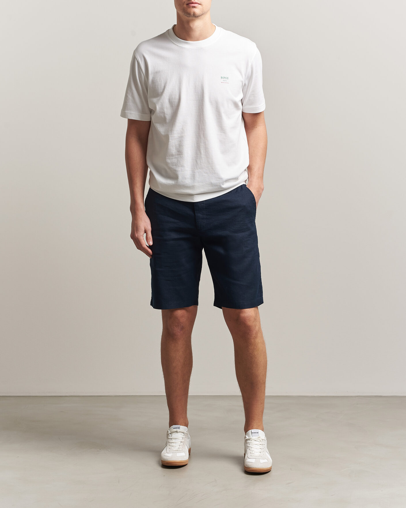 Herr | Shorts | BOSS ORANGE | Tapered Linen Drawstring Shorts Dark Blue