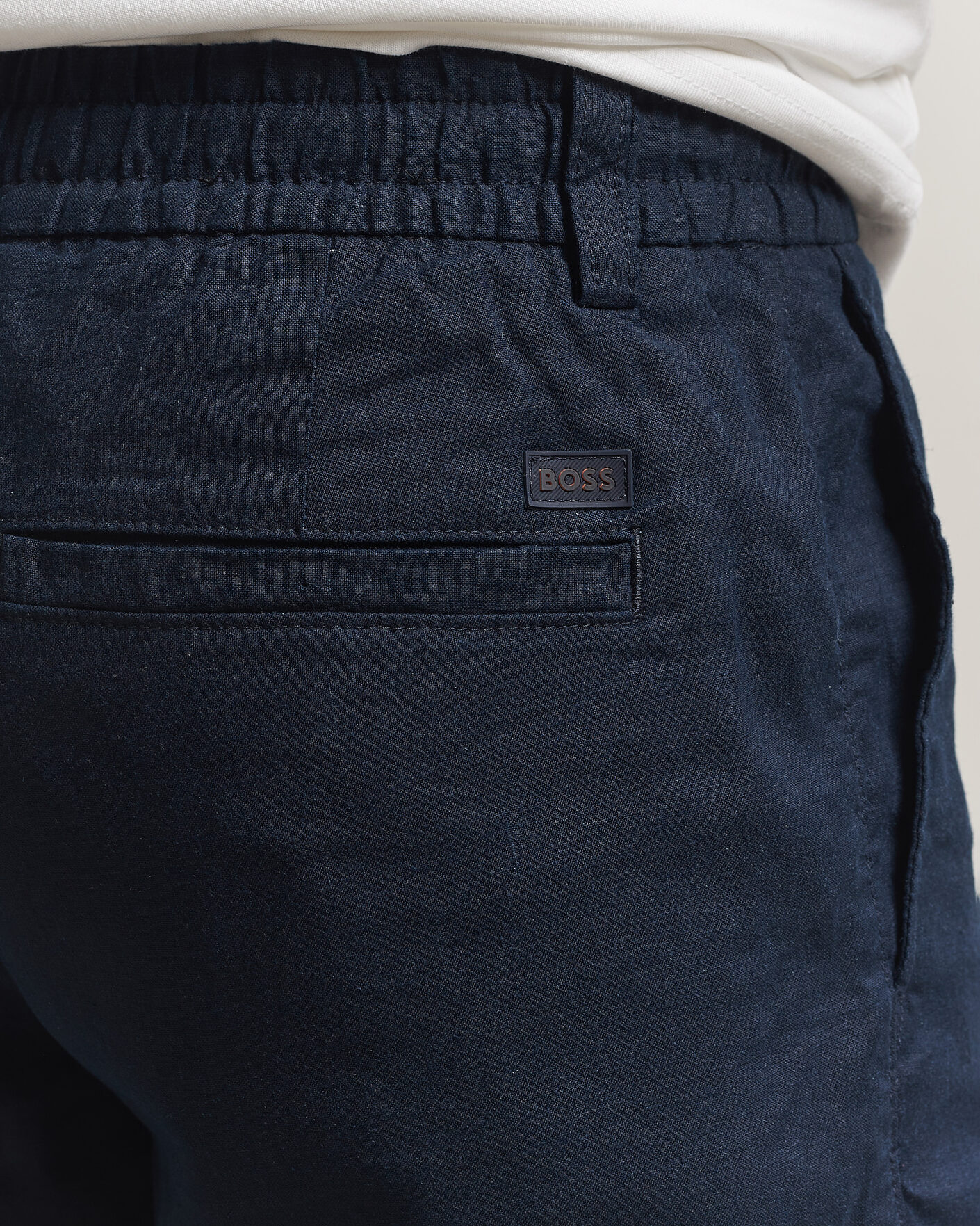 Herr | Shorts | BOSS ORANGE | Tapered Linen Drawstring Shorts Dark Blue