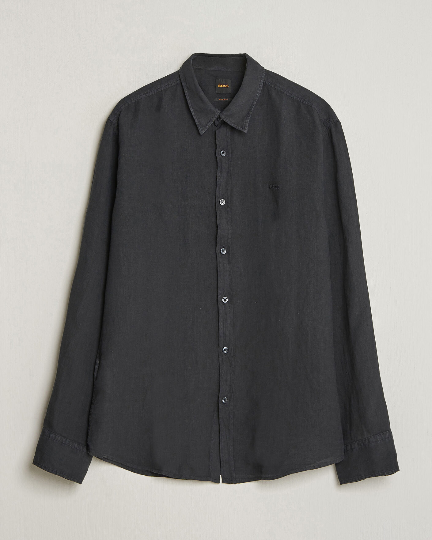 Herr | Skjortor | BOSS ORANGE | Relegant Linen Shirt Black