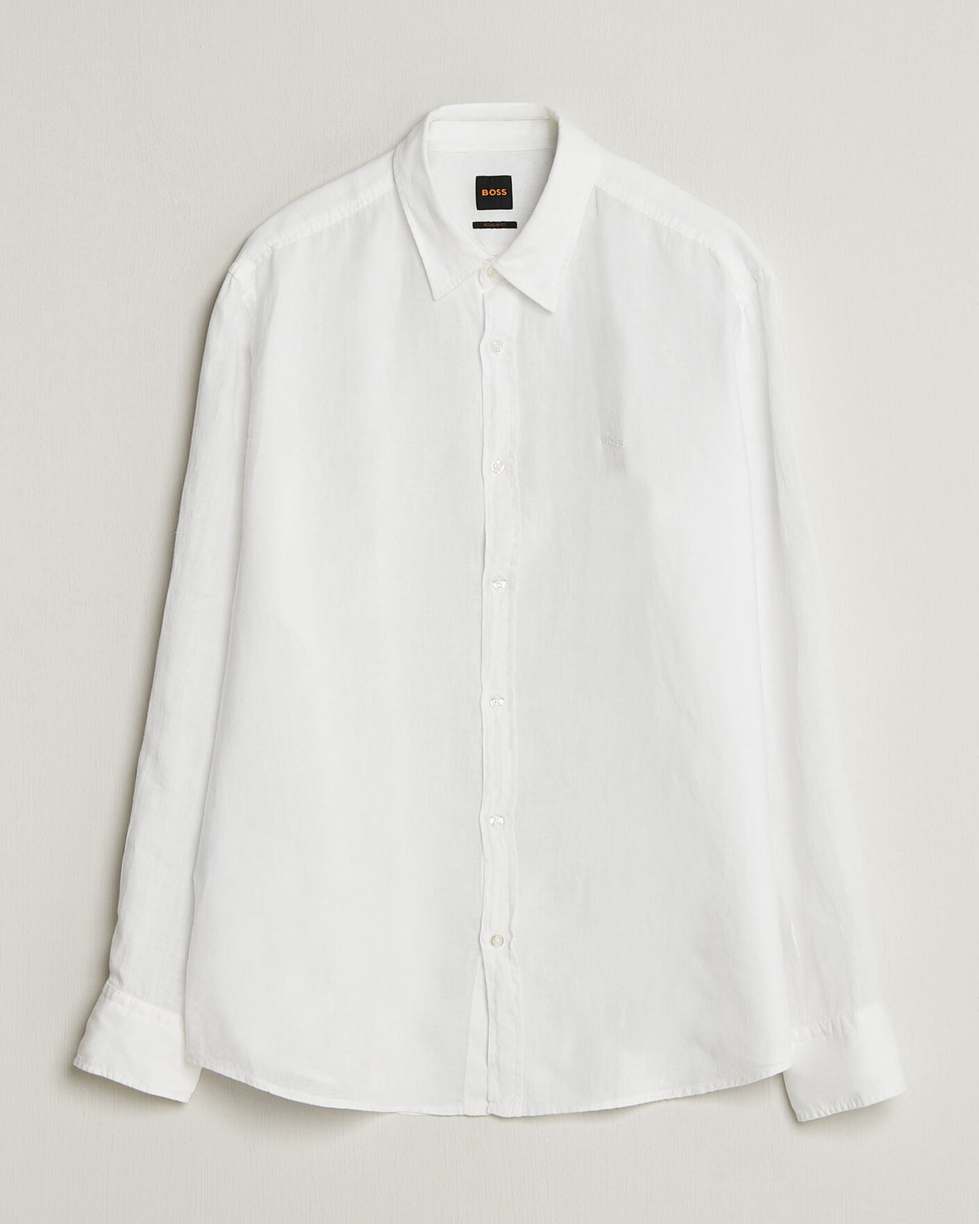 Herr | Skjortor | BOSS ORANGE | Relegant Linen Shirt White