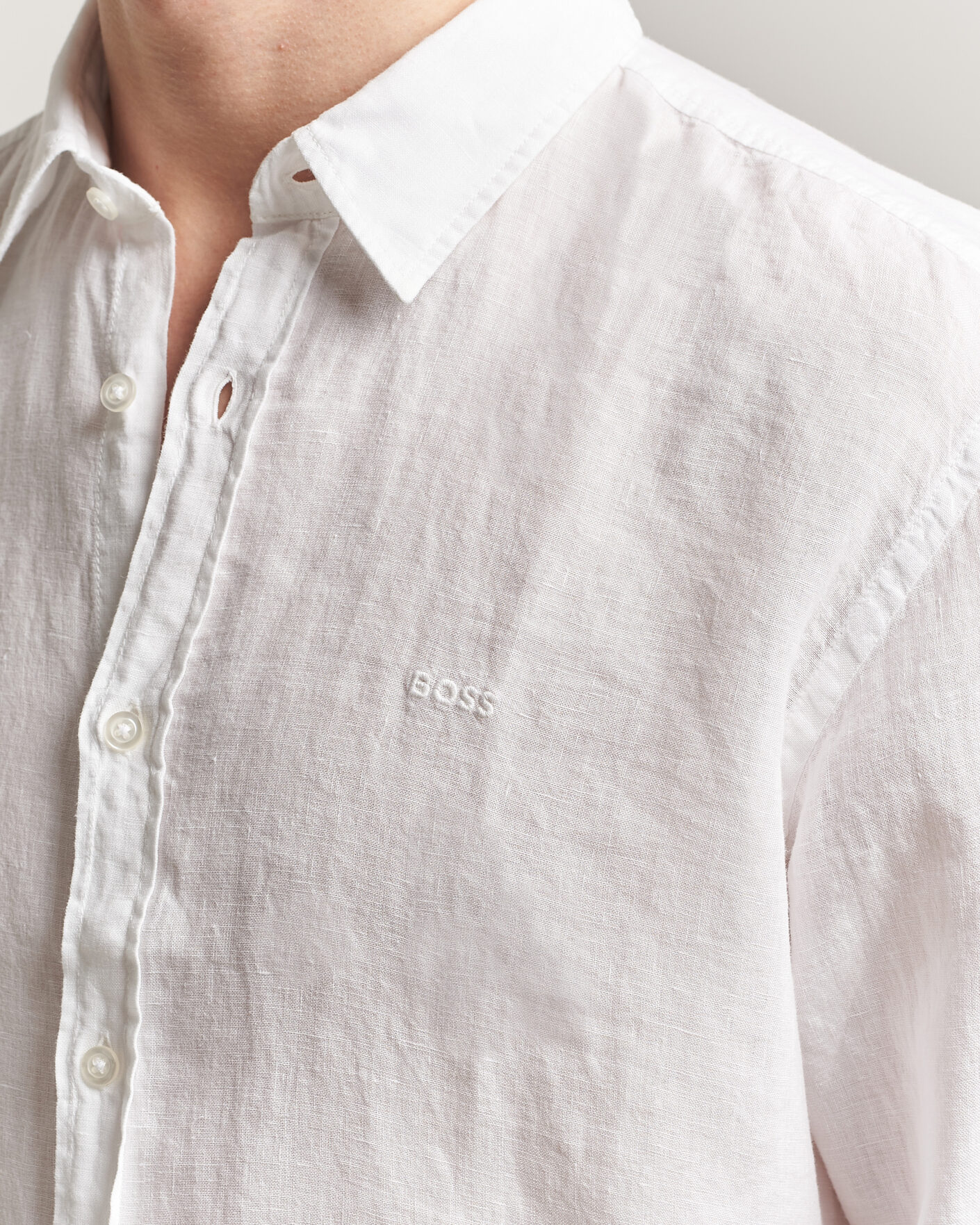 Herr | Skjortor | BOSS ORANGE | Relegant Linen Shirt White