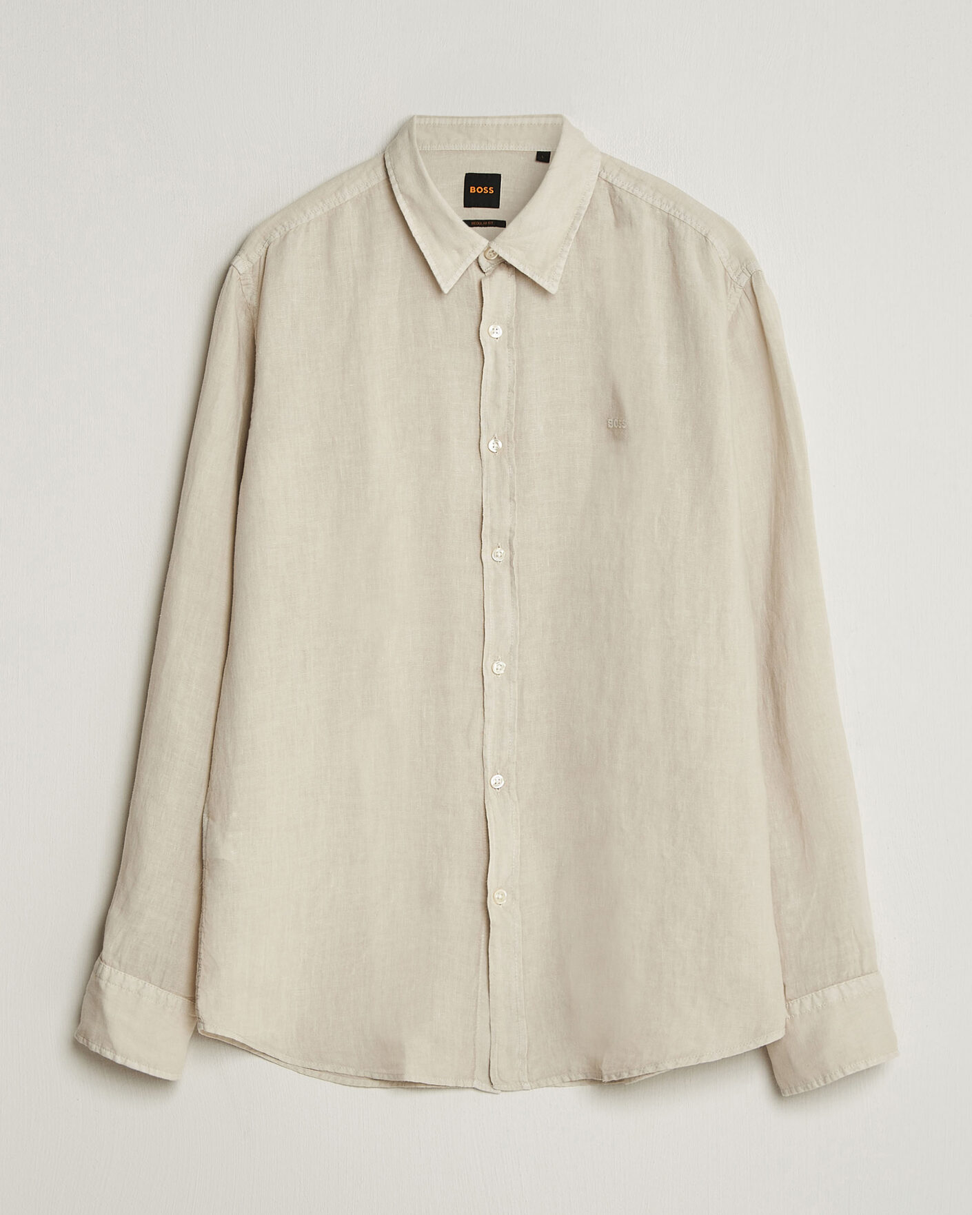Herr | Skjortor | BOSS ORANGE | Relegant Linen Shirt Light Beige