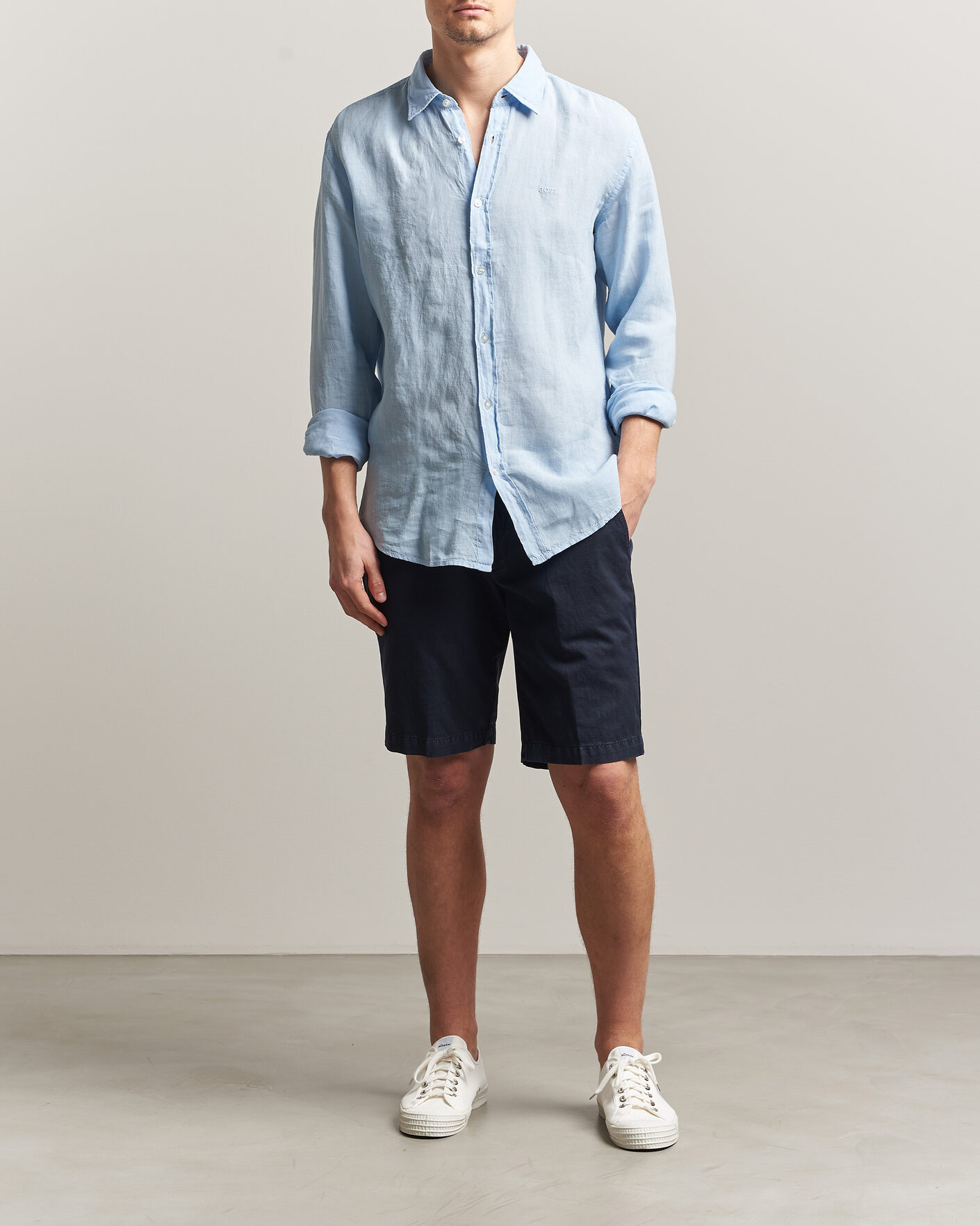 Herr | Skjortor | BOSS ORANGE | Relegant Linen Shirt Light Blue